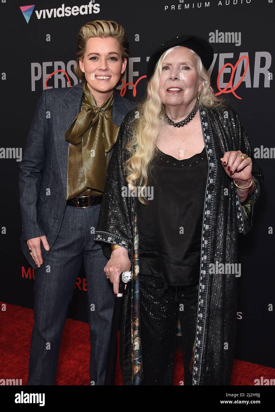 Brandi Carlile and Joni Mitchell walking on the red carpet at the 31st