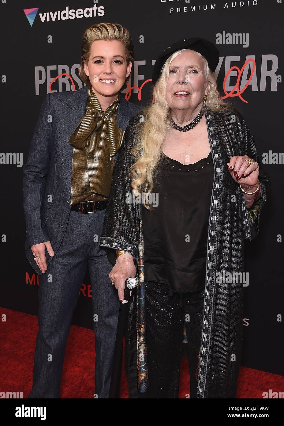 Brandi Carlile and Joni Mitchell walking on the red carpet at the 31st