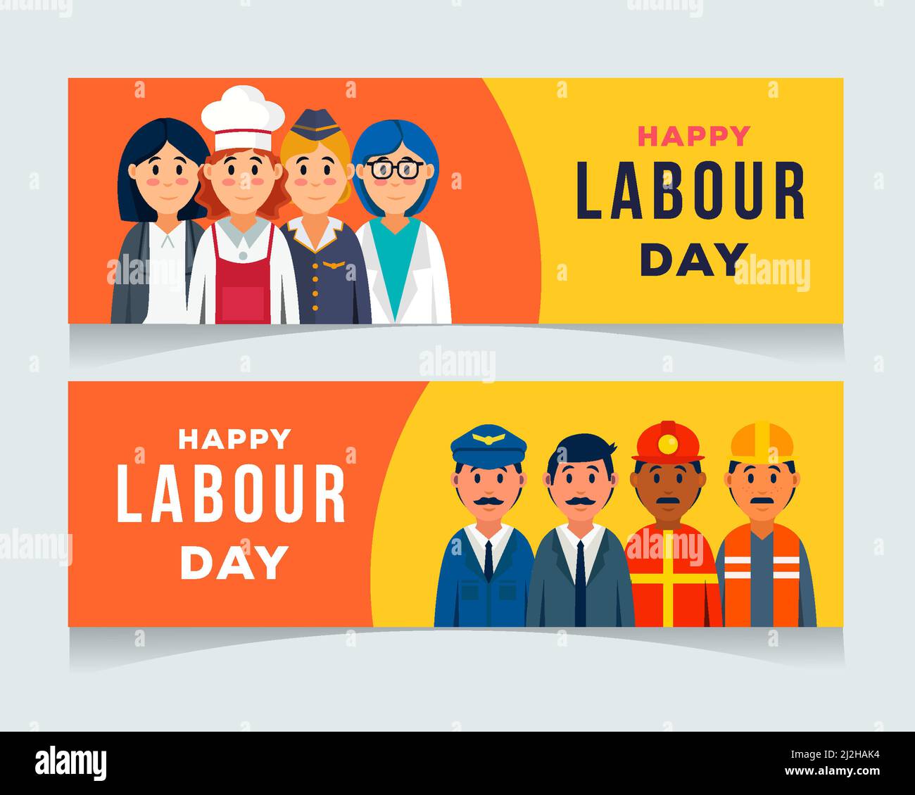 flat labour day horizontal banner Stock Vector