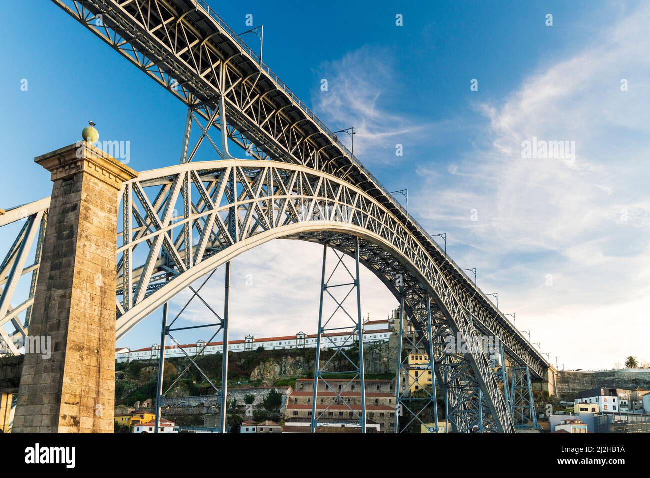 Portugal, Porto, Low angle view of Dom Luis I Bridge Stock Photo