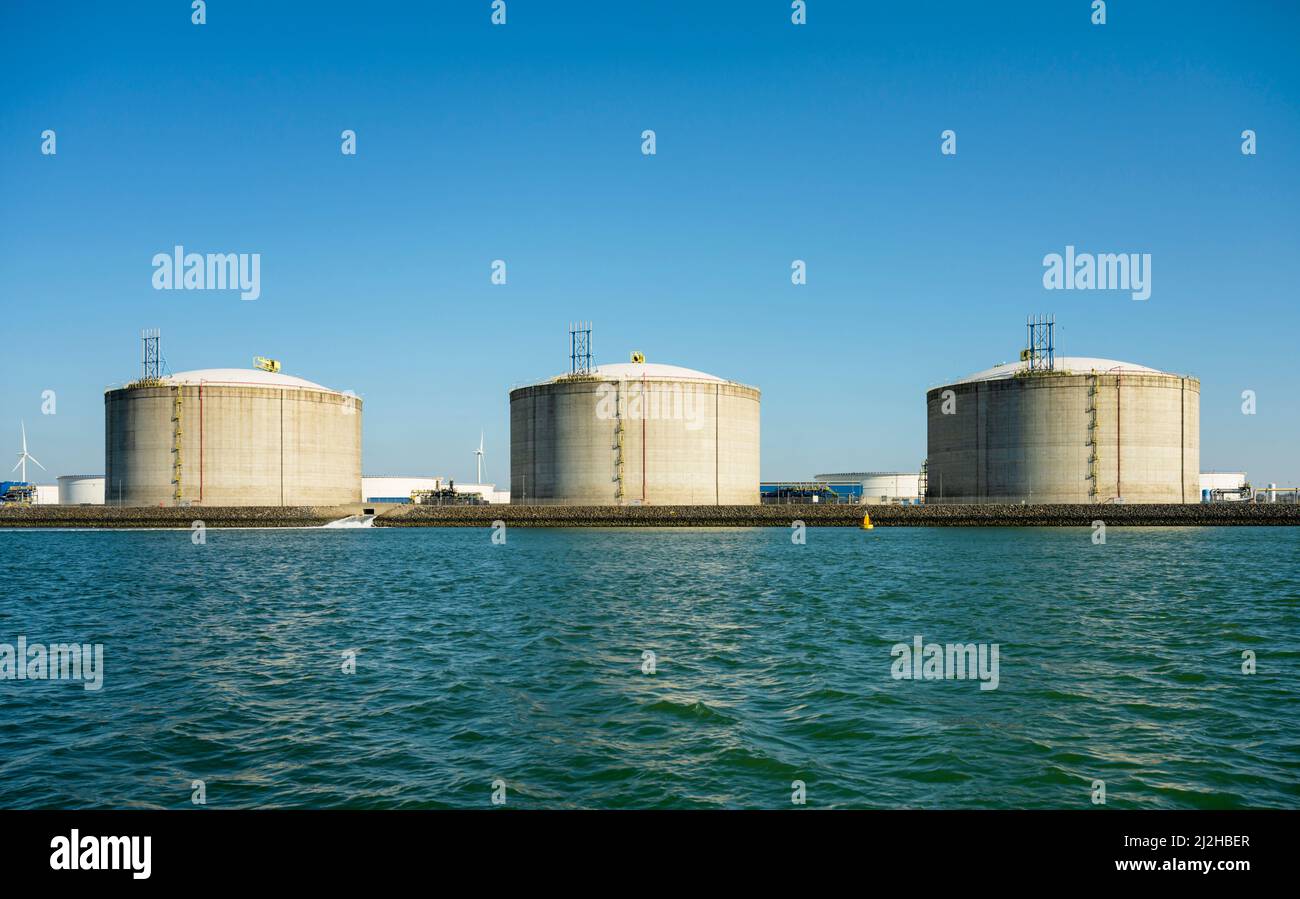 Storage tanks at GATE LNG terminal, Rotterdam, Netherlands Stock Photo