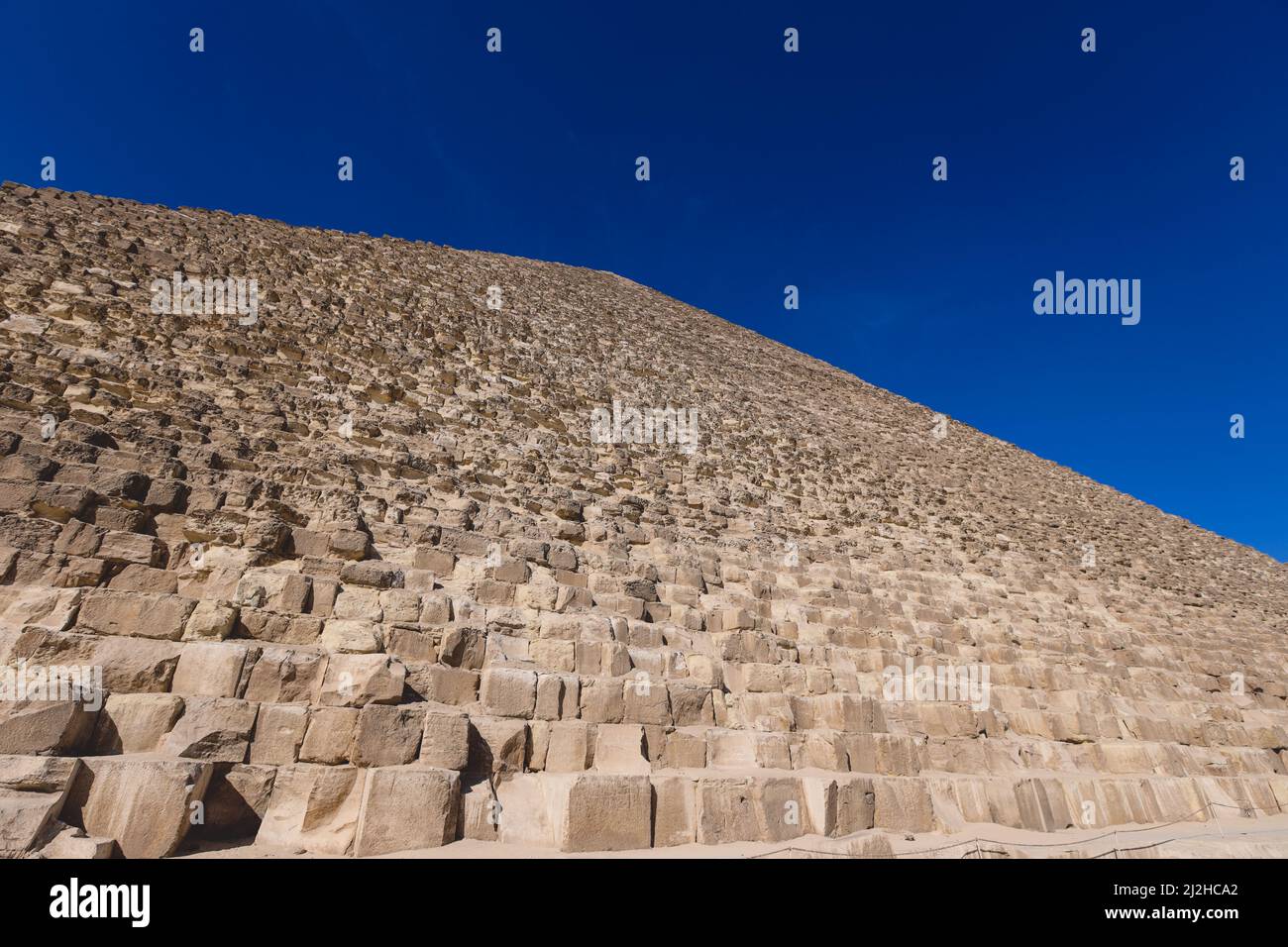 Natural View to the Great Pyramid of Giza under Blue Sky and Day Light, Egypt Stock Photo