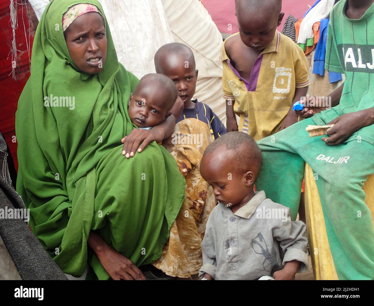 Mogadischu, Somalia. 29th Mar, 2022. Safiyo Abdullahi, a drought-stricken mother of six, arrived at the Al-Hidaya camp for internally displaced people on the outskirts of the capital in search of food and water. Credit: Mohamed Odowa/dpa/Alamy Live News Stock Photo