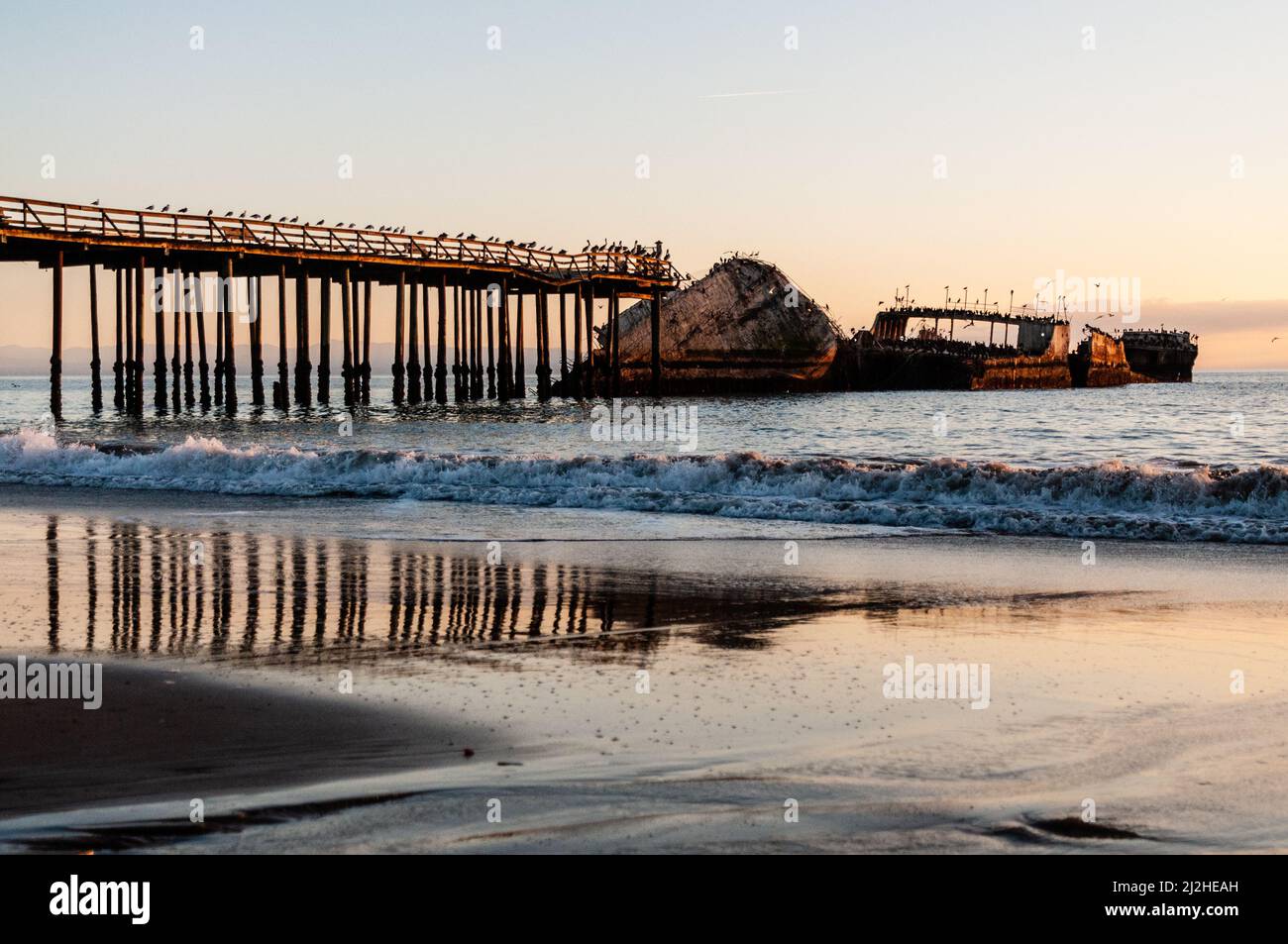 A beautiful sunset over the beach near Aptos, California, highlighting