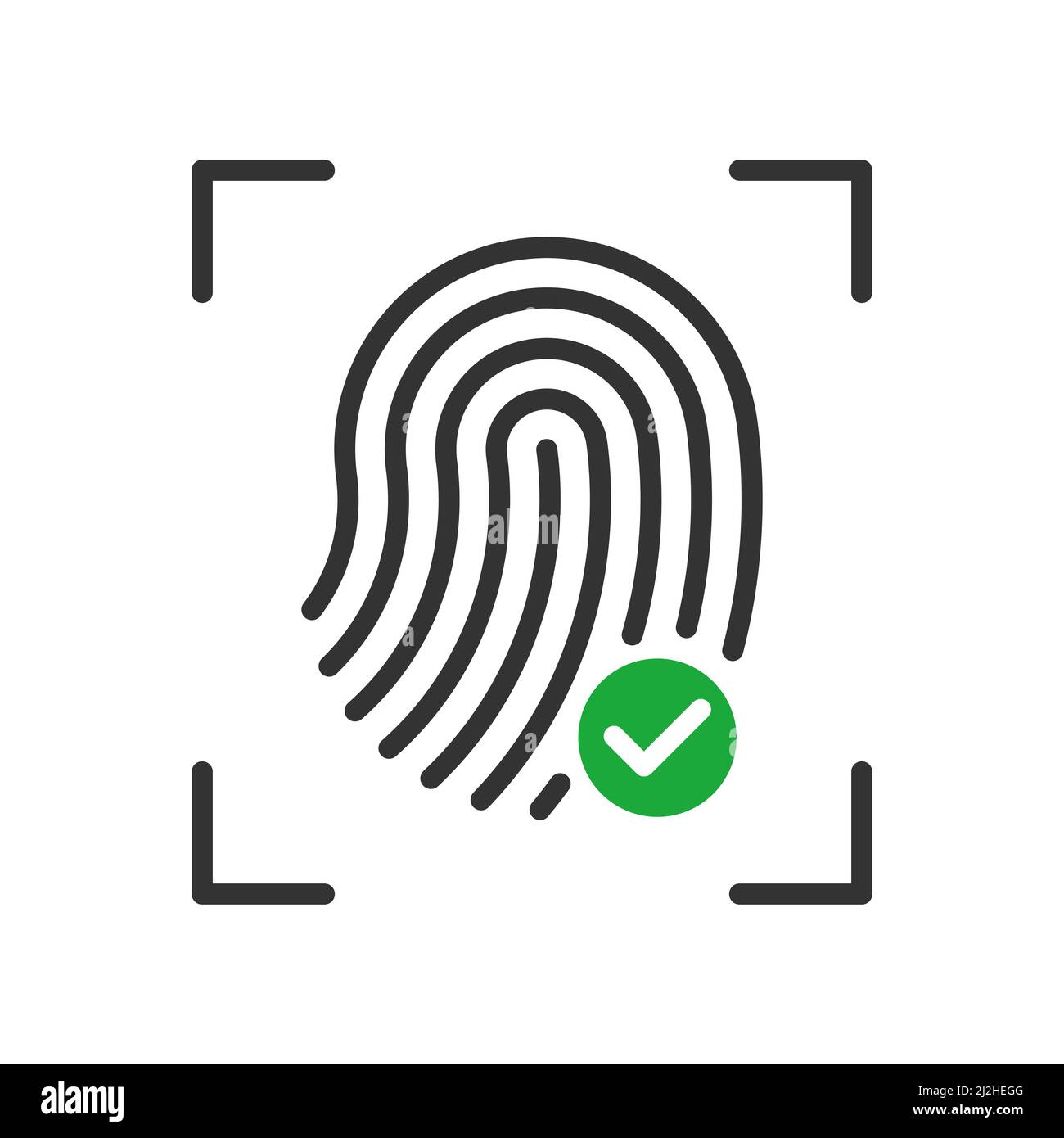 Fingerprint approve vector icon with green mark Stock Vector