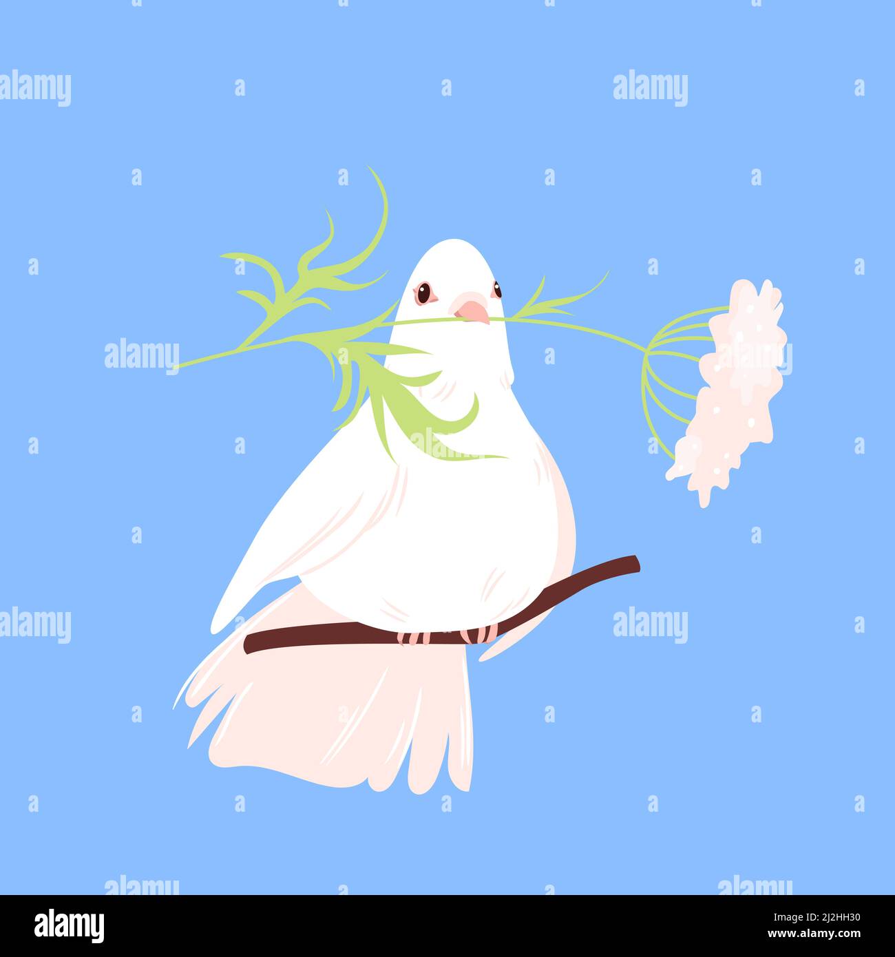 Pigeon peace bird holding plant branch Stock Vector