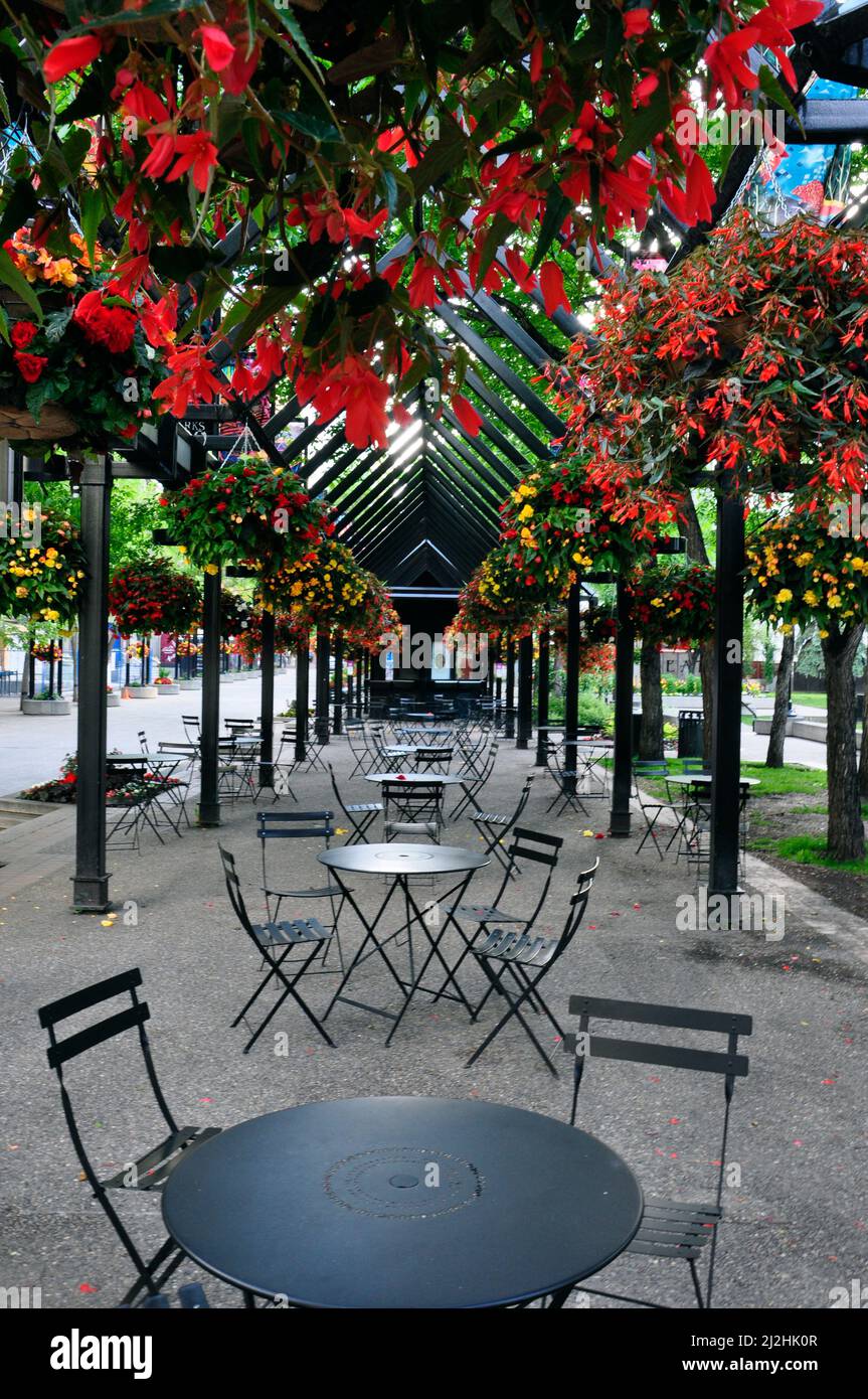 Seating area near Olympic Plaza in downtown Calgary, Alberta, June 21, 2011. Stock Photo