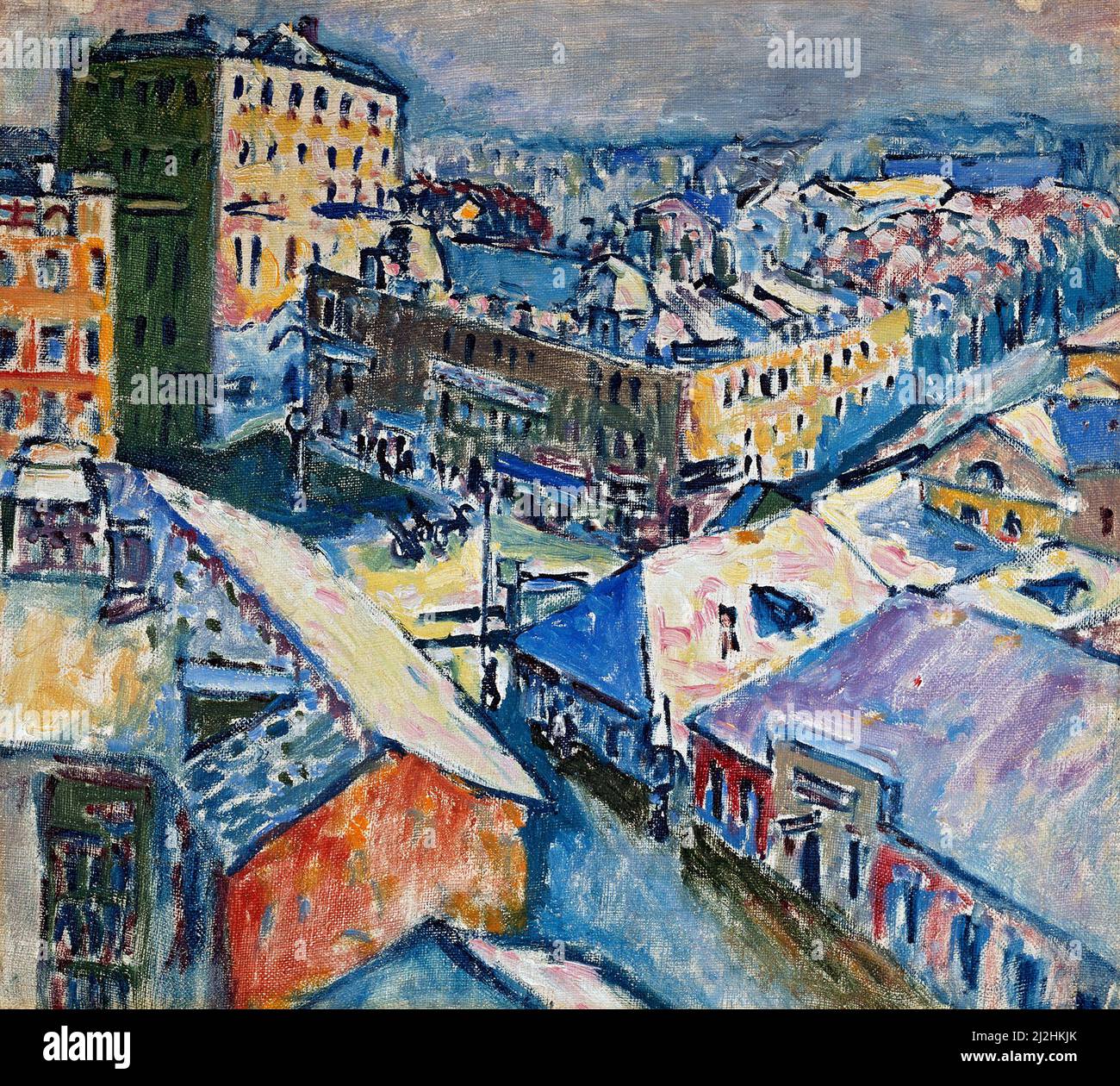 Painting by Wassily Kandinsky, 1910s. Zubovsky Platz (1916 Stock Photo