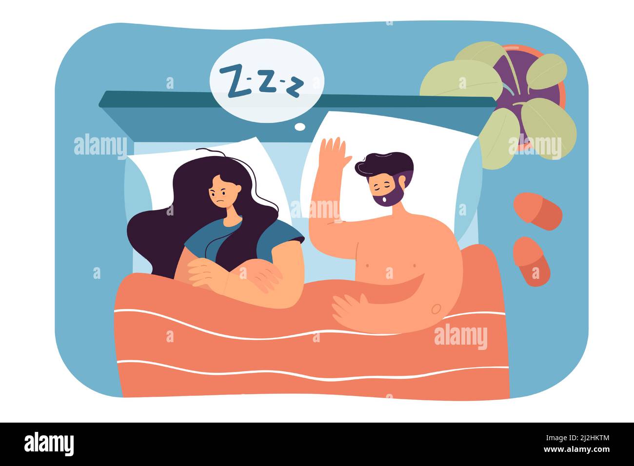 Couple Sleeping Together In Bed Stock Vector Images Alamy