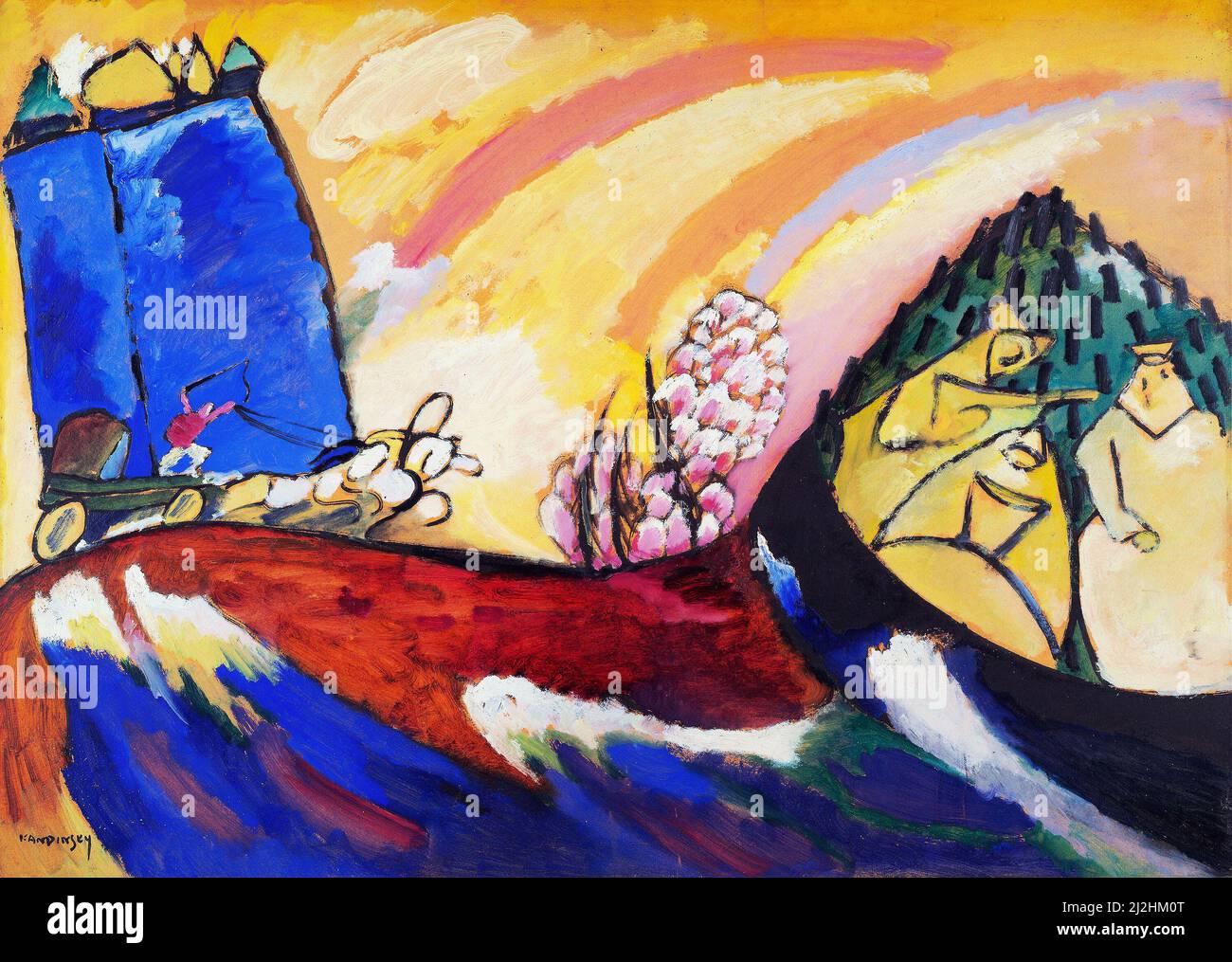 Painting by Wassily Kandinsky, 1910s. Painting with Troika (1911). Stock Photo