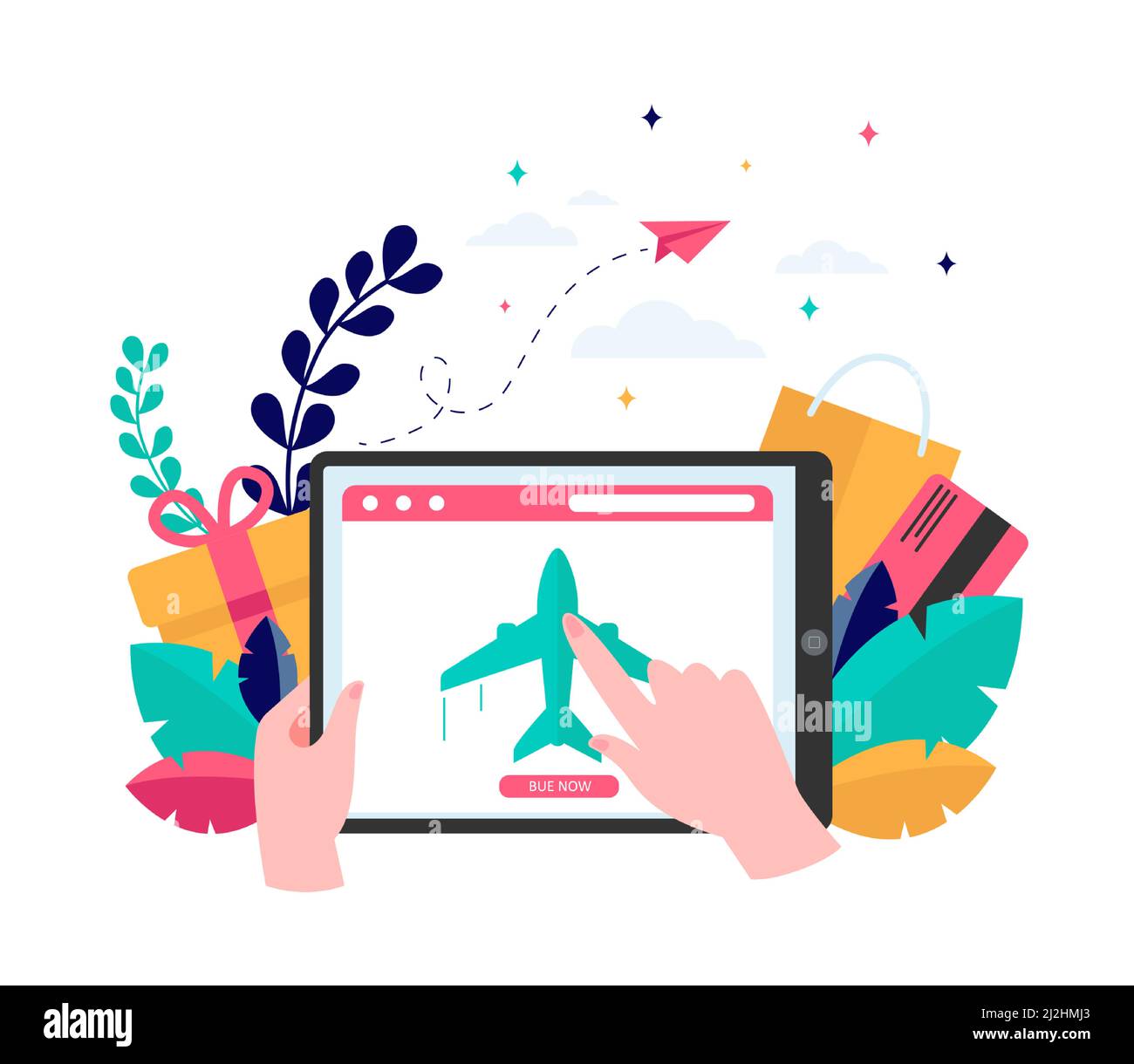 Customer buying plane tickets online. Traveling, screen, flight flat