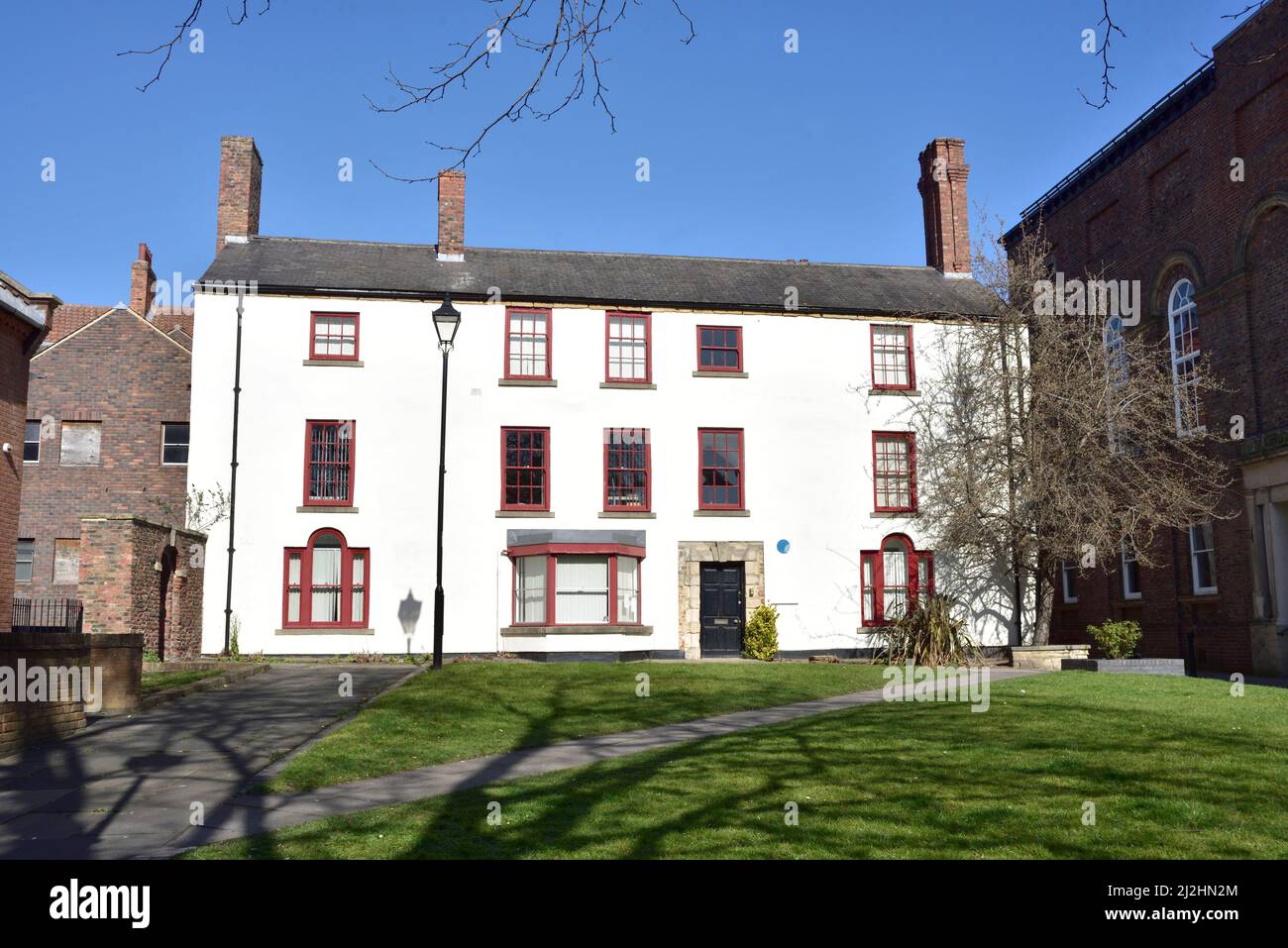 Pease's House, Darlington. It was the home of Edward Pease, promoter of the Stockton and Darlington Railway. Stock Photo