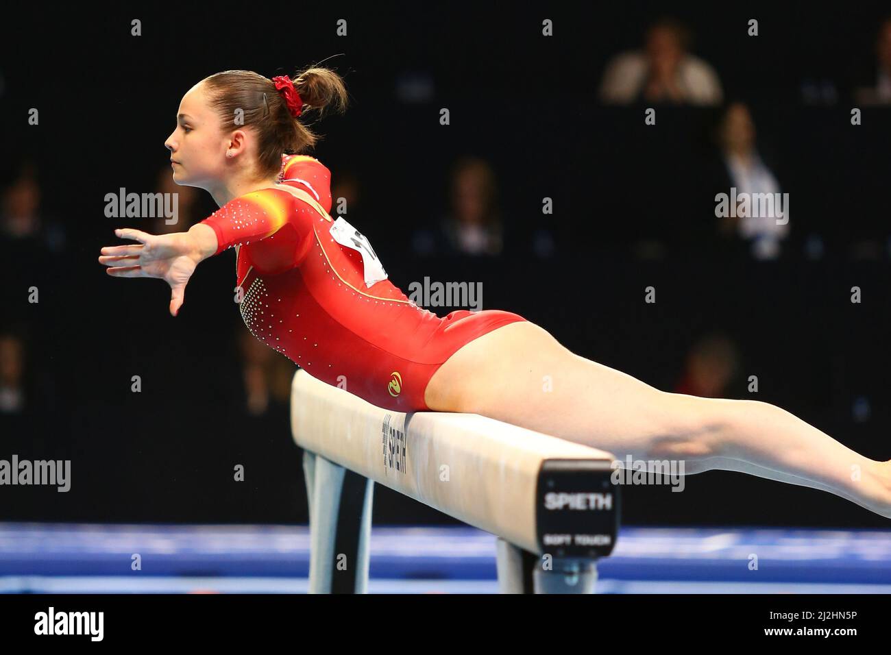 Szczecin, Poland, April 11, 2019 Spanish gymnast Helena Bonilla competes on the balance beam