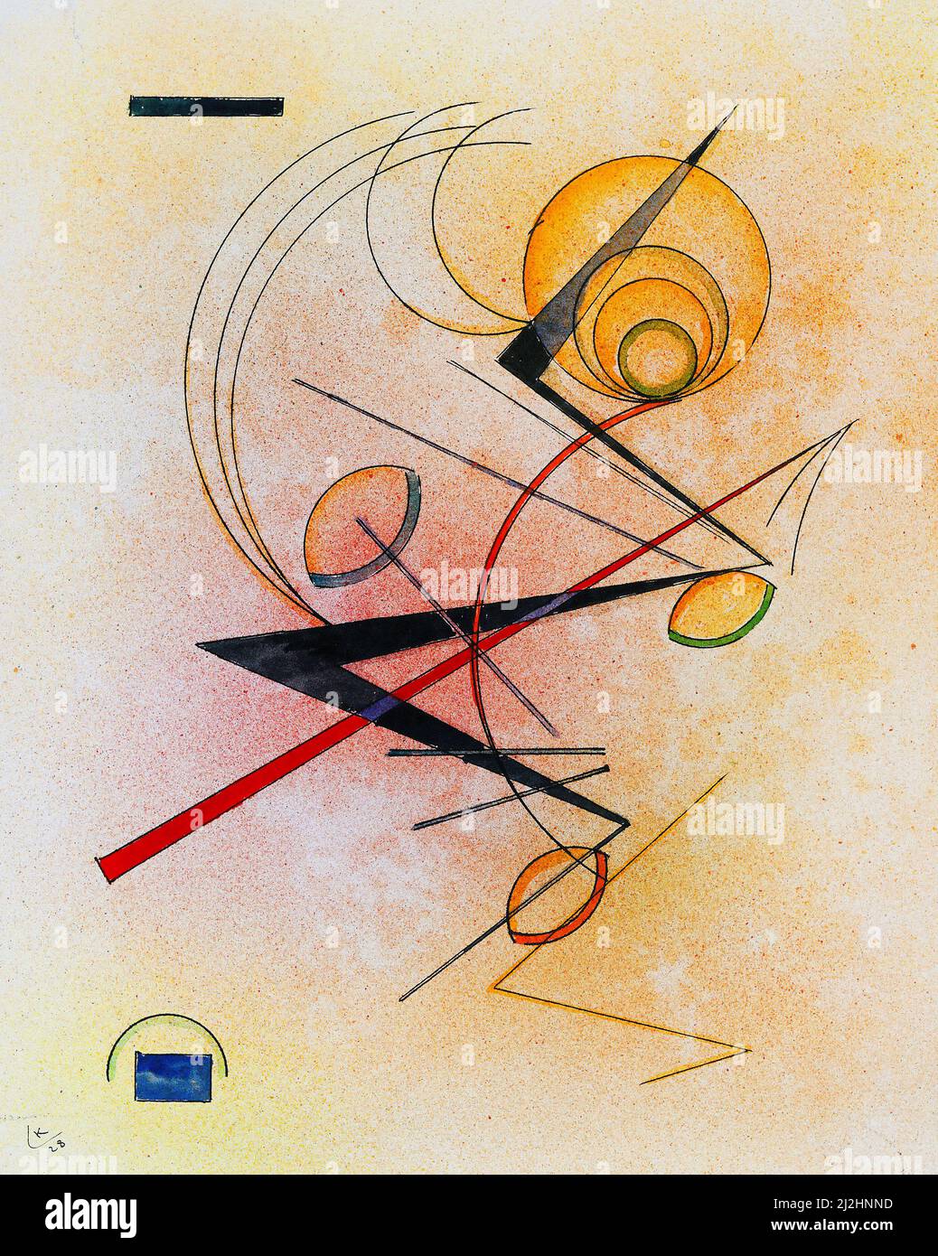 Painting by Wassily Kandinsky, 1920s. Kleines Warm (1928). 'Little Warm'. Stock Photo