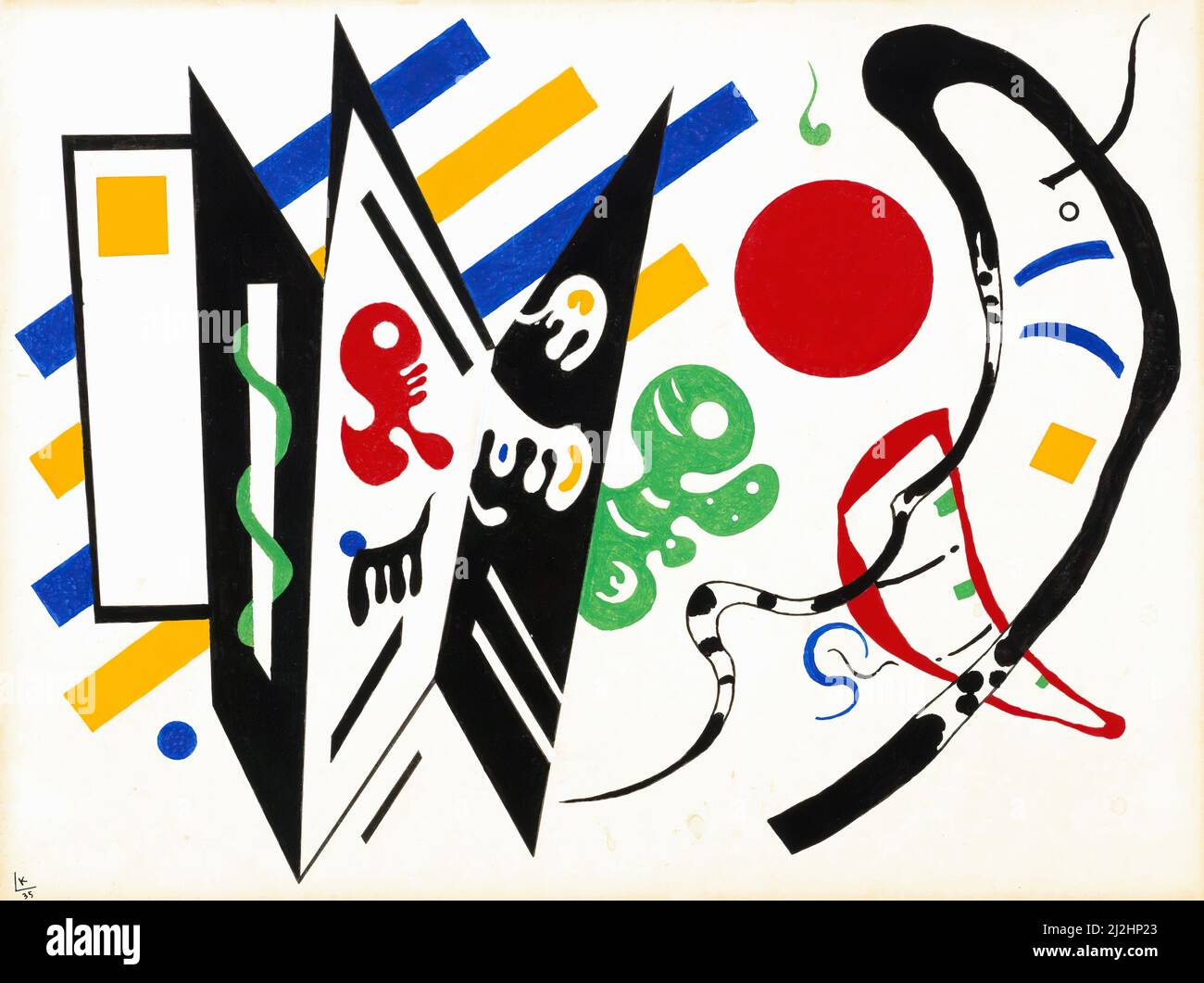 Painting by Wassily Kandinsky, 1930s. Reciproque (1935) Gouache with pen and black ink and pencil on paper. Stock Photo