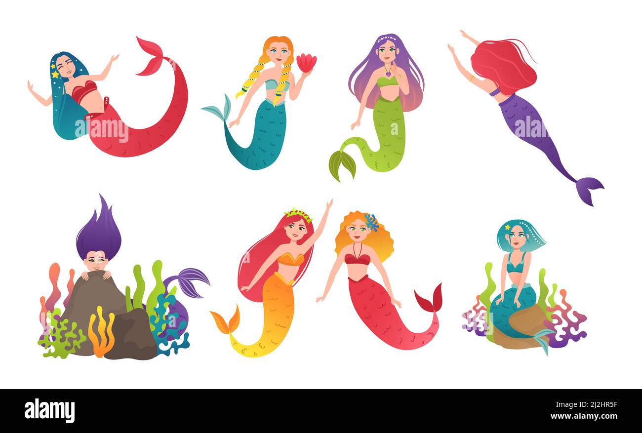 Mermaids set hi-res stock photography and images - Alamy