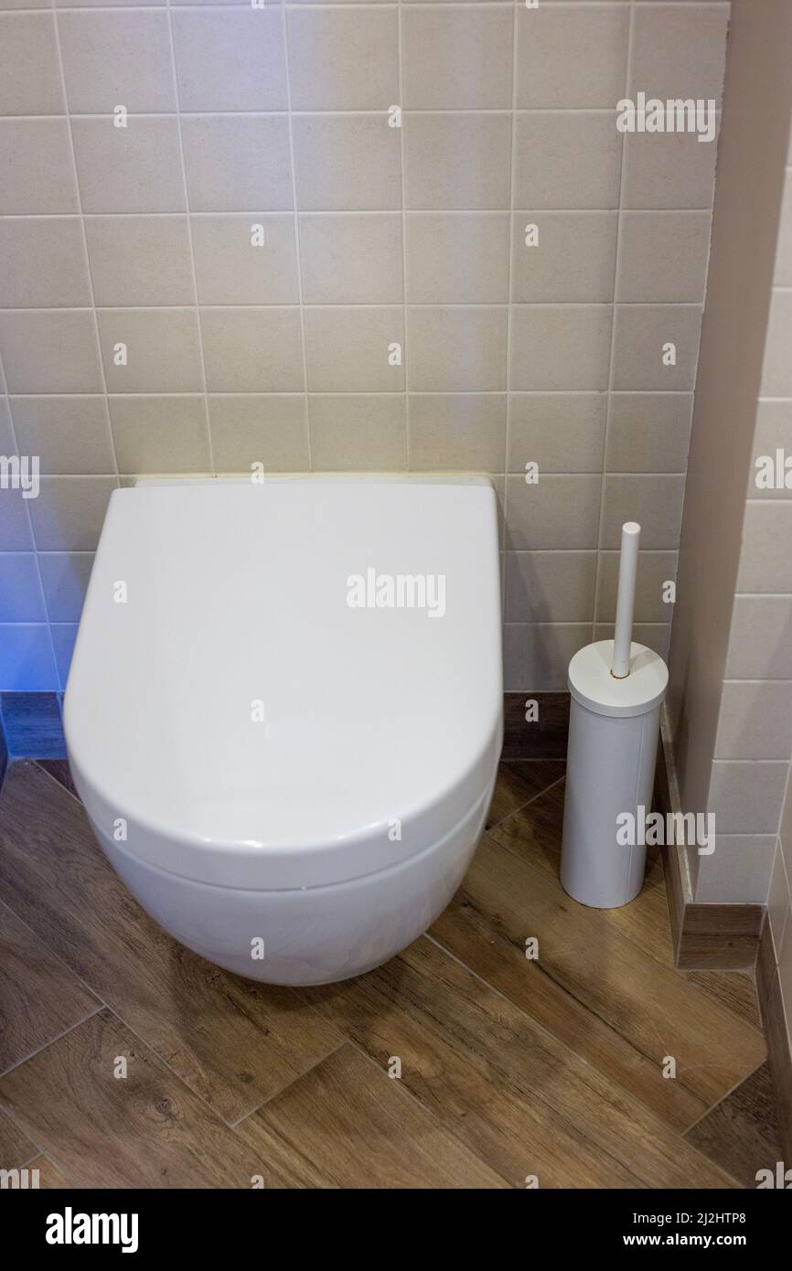 Toilet bowl with closed lid. Toilet in the apartment Stock Photo Alamy