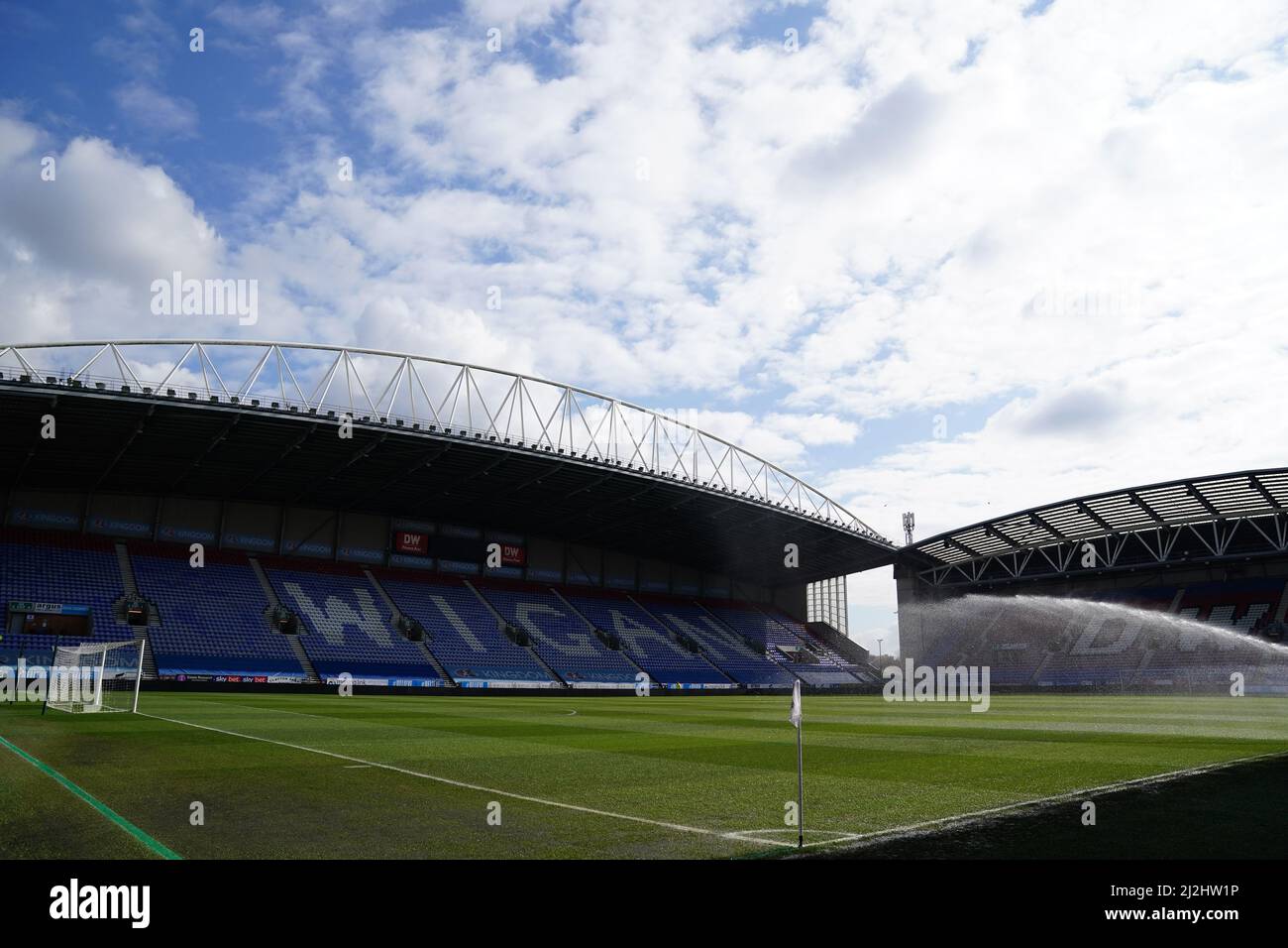 A general view ahead of the Sky Bet League One match at the DW Stadium, Wigan. Picture date: Saturday April 2, 2022. Stock Photo