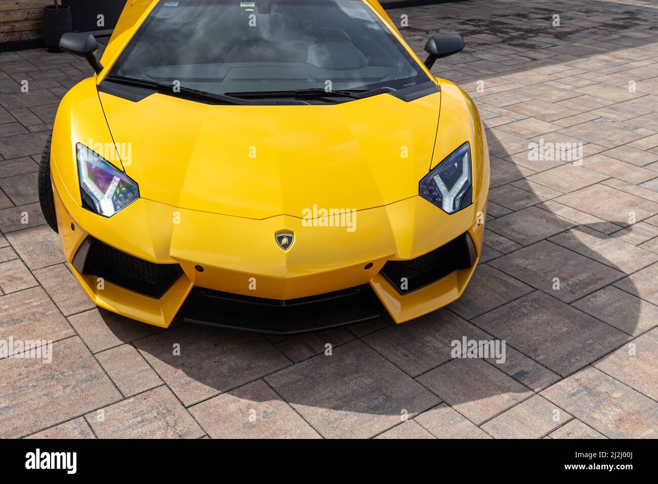 Slovenia, Ljubljana July 5 2021 Yellow luxury supercar