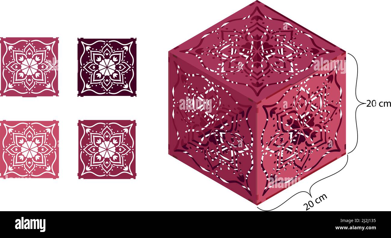 Mandala patterned box. Ethnic decorative elements. Laser cut box template.  Jewellery box digital template vector laser files. Laser pattern vector fil  Stock Vector Image & Art - Alamy