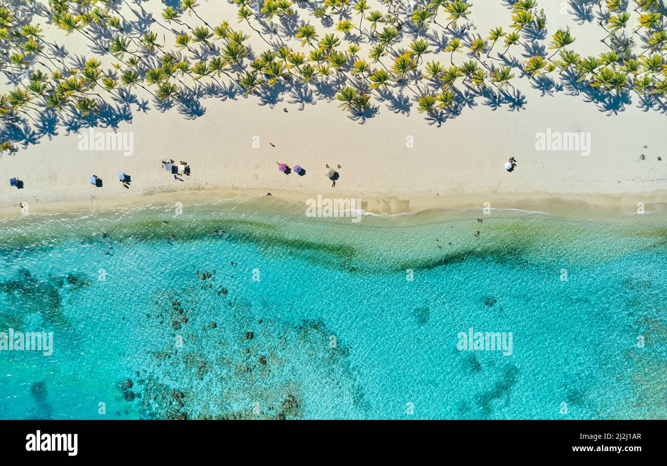 Top view in Caribbean island Paradisiacal - Cayo Sombrero - Morrocoy Venezuela. Aerial View. Stock Photo