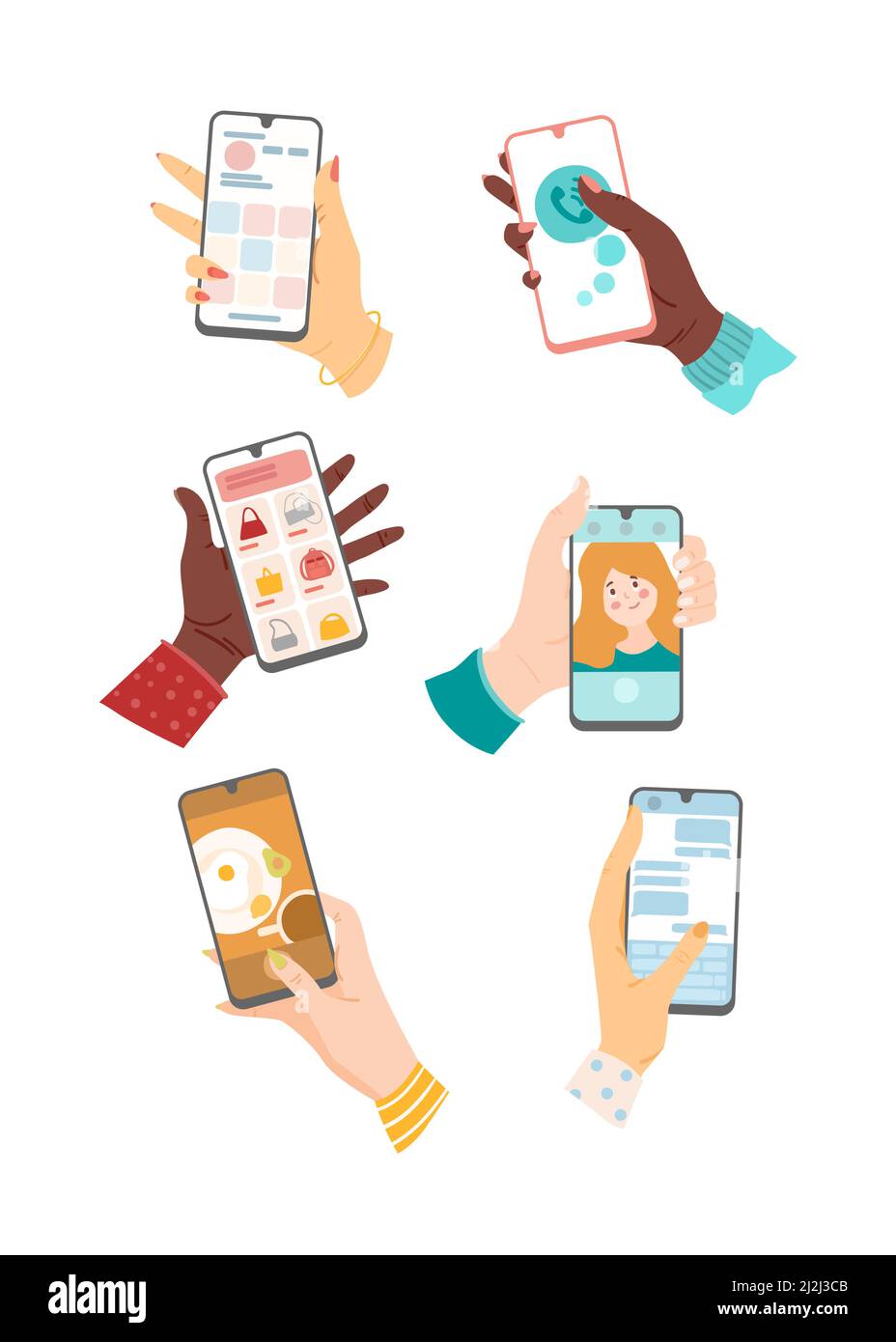 Online chat of young people with friends on screens of mobile phones vector  illustration. Cartoon hand holding smartphone, digital bubbles with news  Stock Vector Image & Art - Alamy