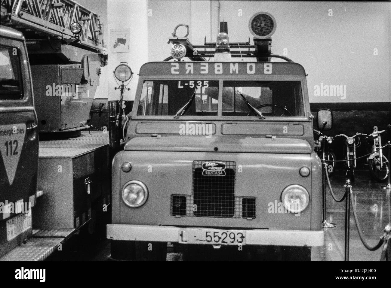 A closeup of an old SUV light semitruck of Spanish firefighters in a