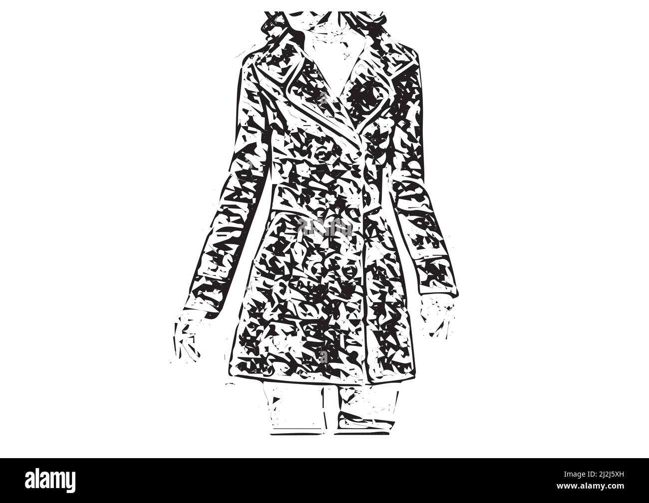 illustration of heavy winter coats for women's clothing fashion in vector art work ladies warm winter blazer fashion shadow clothing wear collection Stock Vector