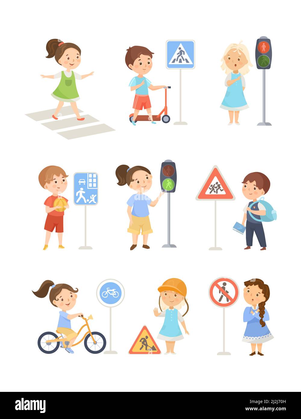 Rules for Pedestrians. the Meaning of Traffic Light Signals. School Kid  Walking Across Pedestrian Crossing. Road Safety Rules. Stock Vector -  Illustration of light, attention: 235832842