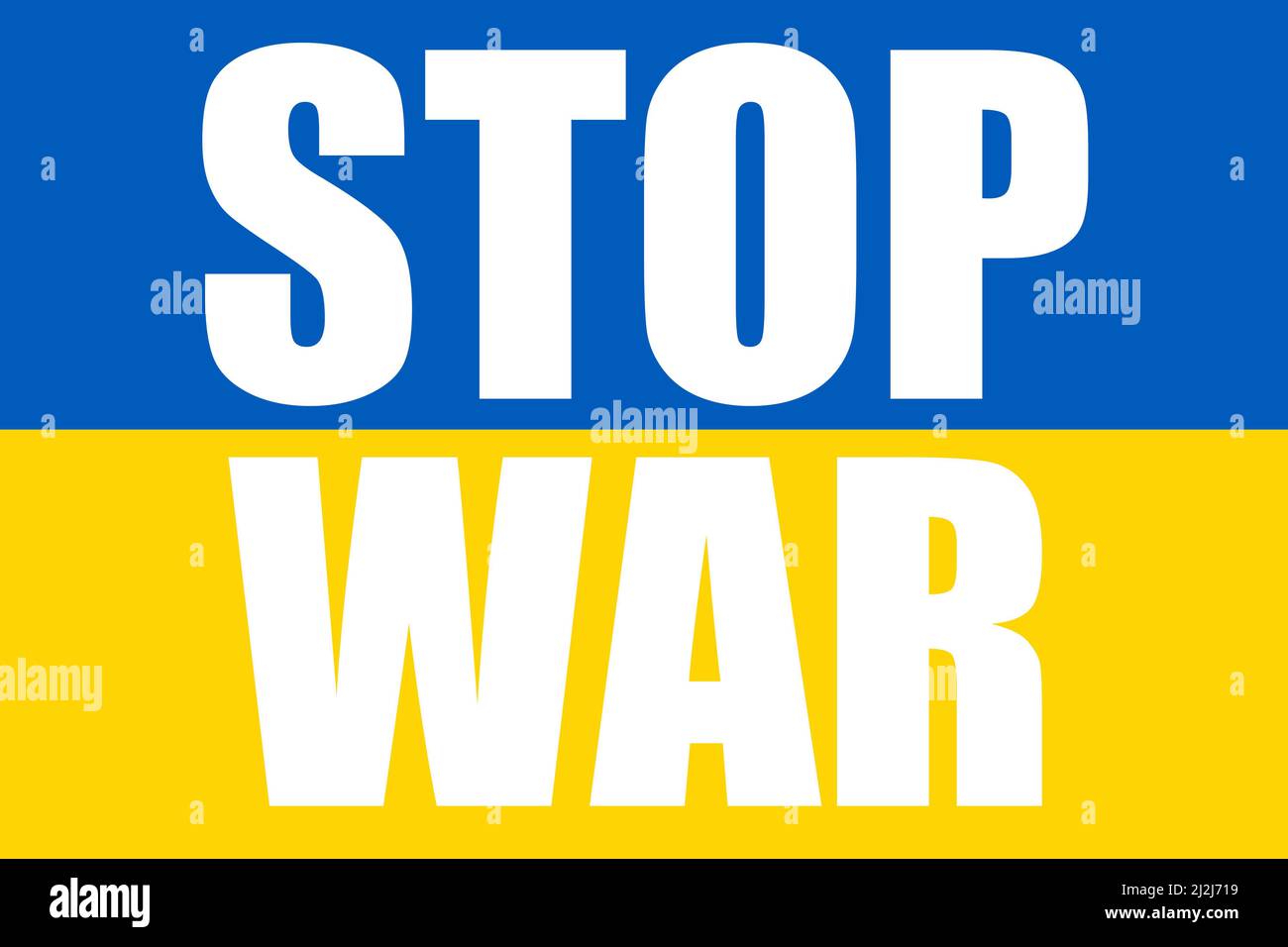 An abstract background Of Ukrainian flag in blue and yellow with the text stop war Stock Photo