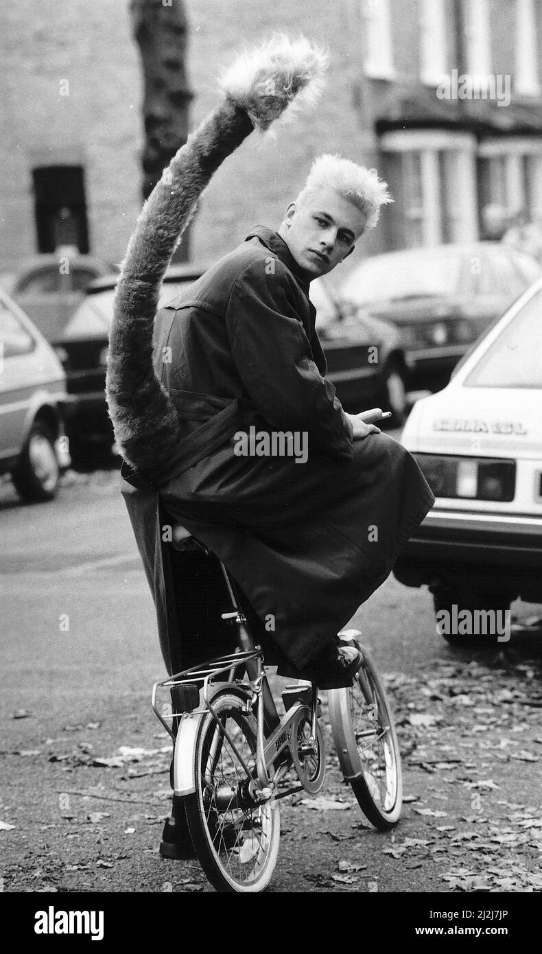 Chris Packham of The Really Wild Show with a tail in 1987. Stock Photo