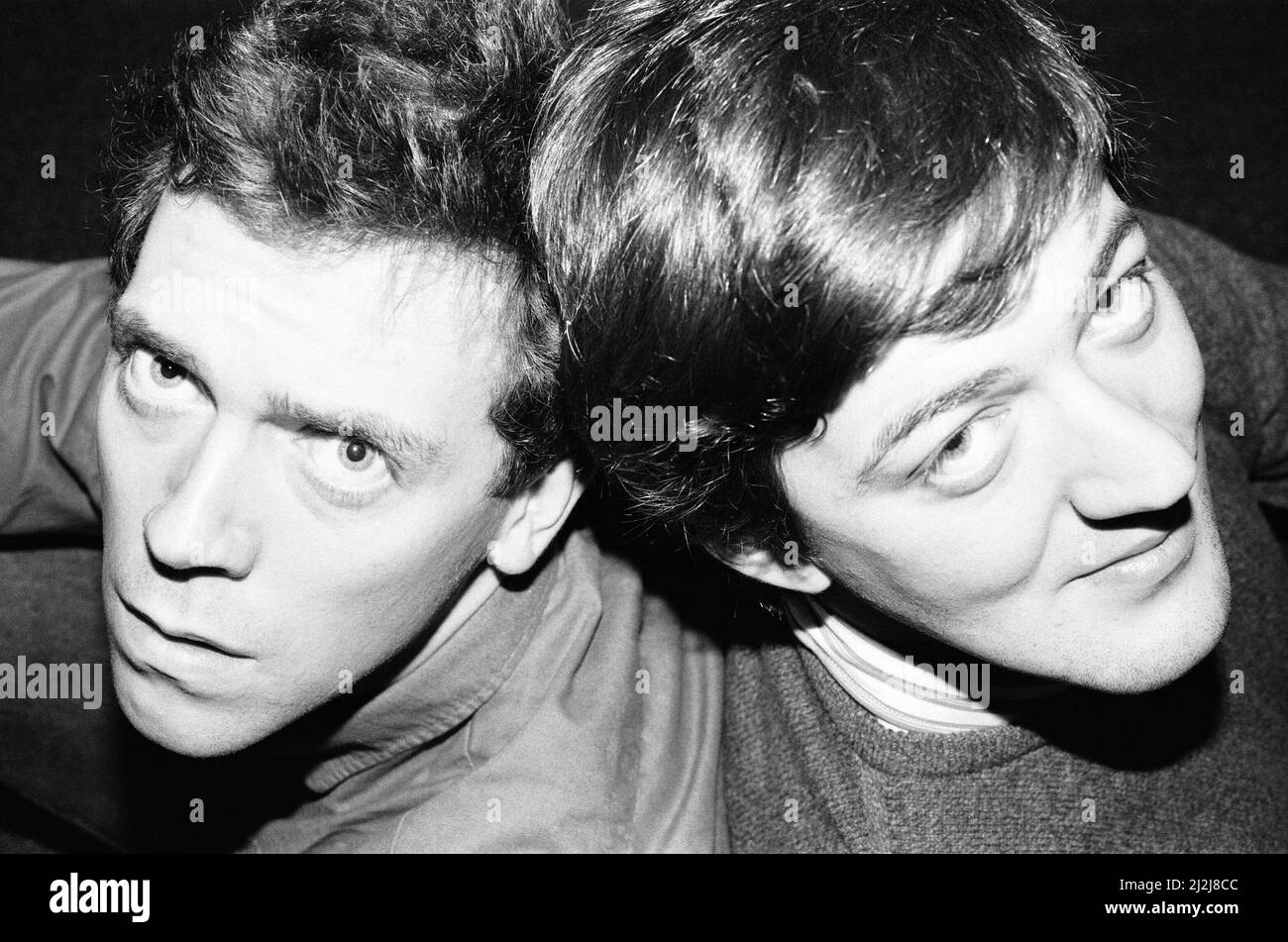 Picture shows Huge Laurie (left) and Stephen Fry (right)  Fry and Laurie are a successful English comedy double act, mostly active in the 1980s and 1990s.  Photo taken - 29th January 1987 Stock Photo
