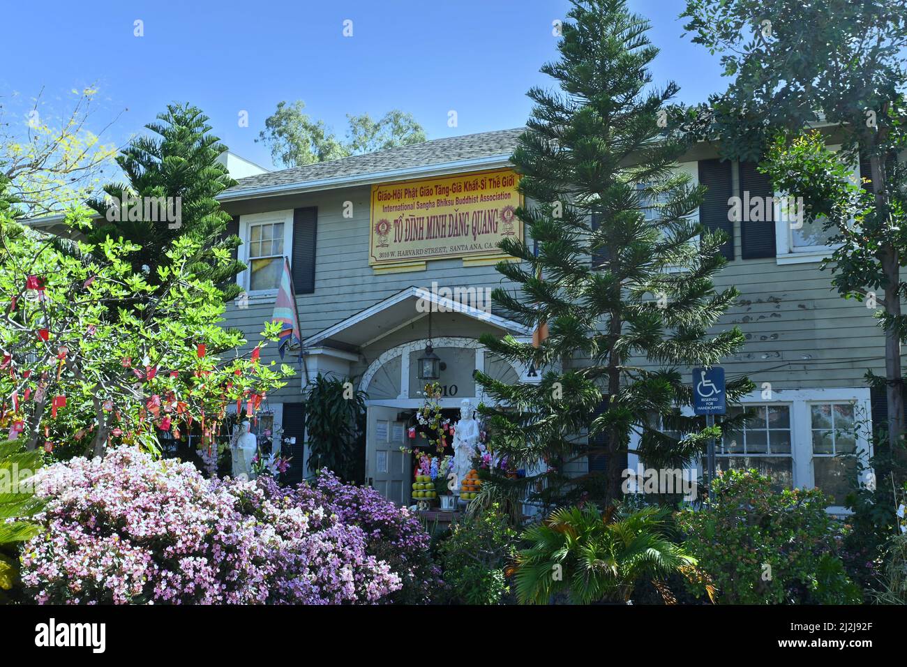 SANTA ANA, CALIFORNIA - 10 MAR 2022: The International Sangha Bhiksu Buddhist Association. Stock Photo