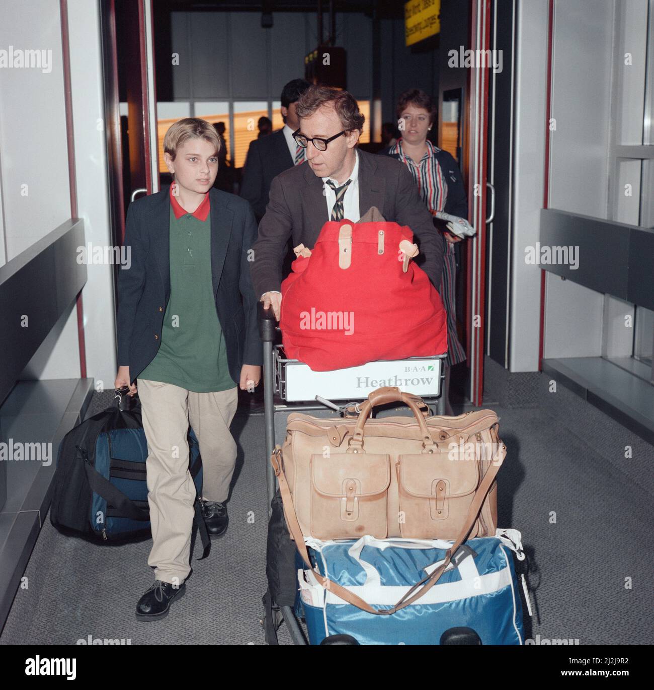 Woody Allen and Mia Farrow's son Fletcher Previn at London Heathrow