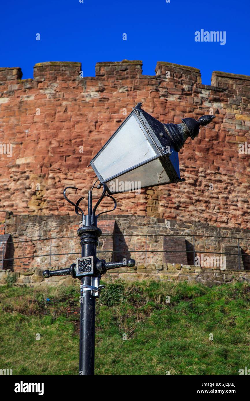 A Storm damaged lamp post in front of Tamworth Castle, Staffordshire ...