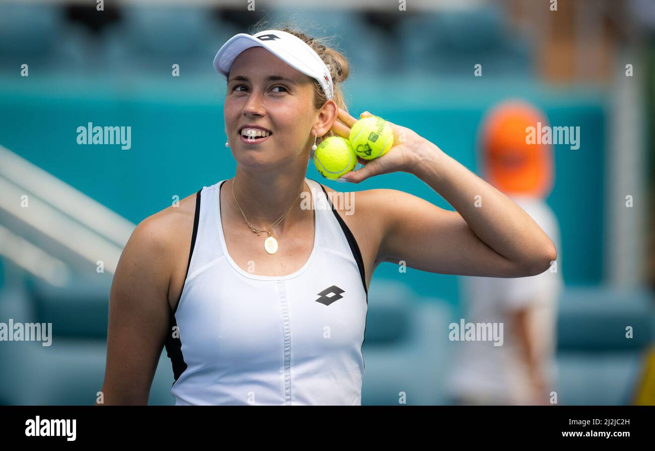 Elise Mertens of Belgium in action during the doubles semi-final of the
