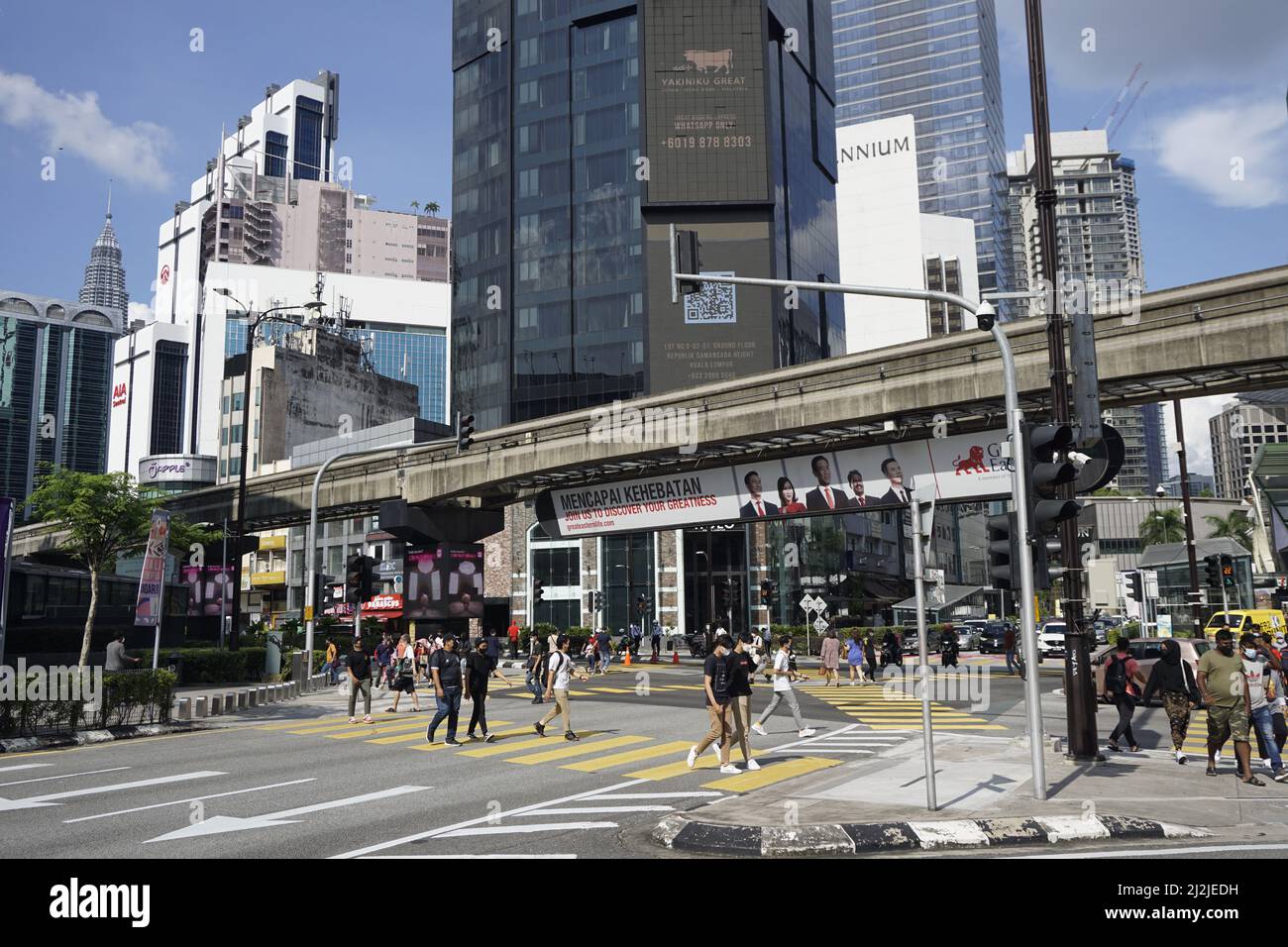 Bukit Bintang pedestrian crossing, Malaysia Stock Photo