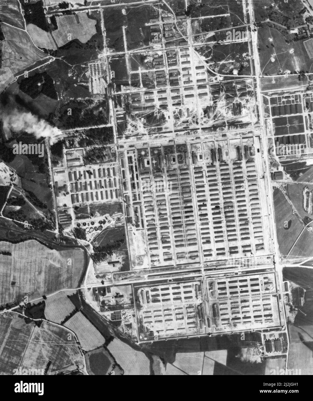 Auschwitz aerial view RAF reconnaissance picture 1944 Stock Photo