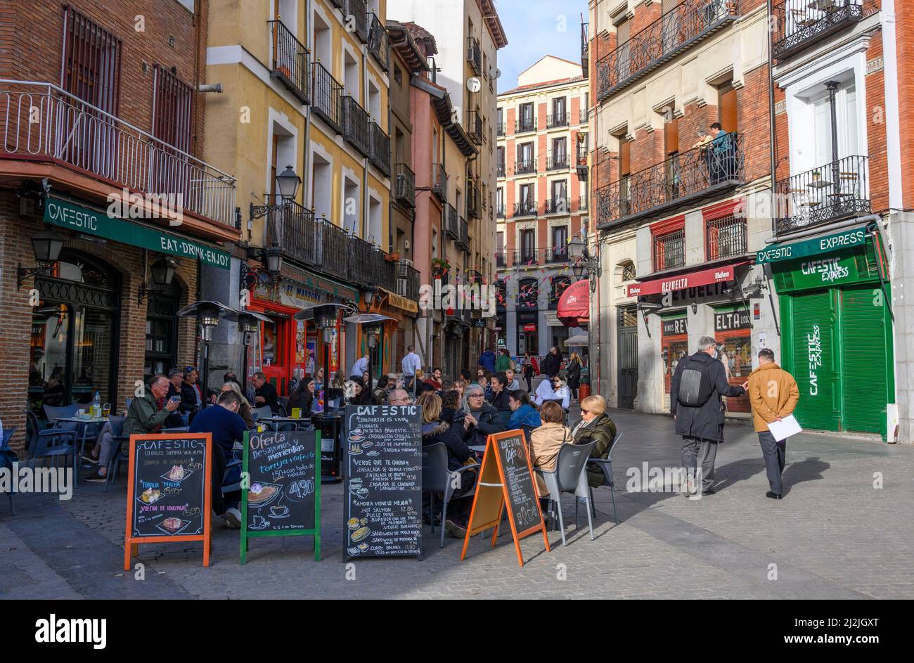 Cafestic Restaurant on Calle de Latoneros in Madrid, Spain. Stock Photo
