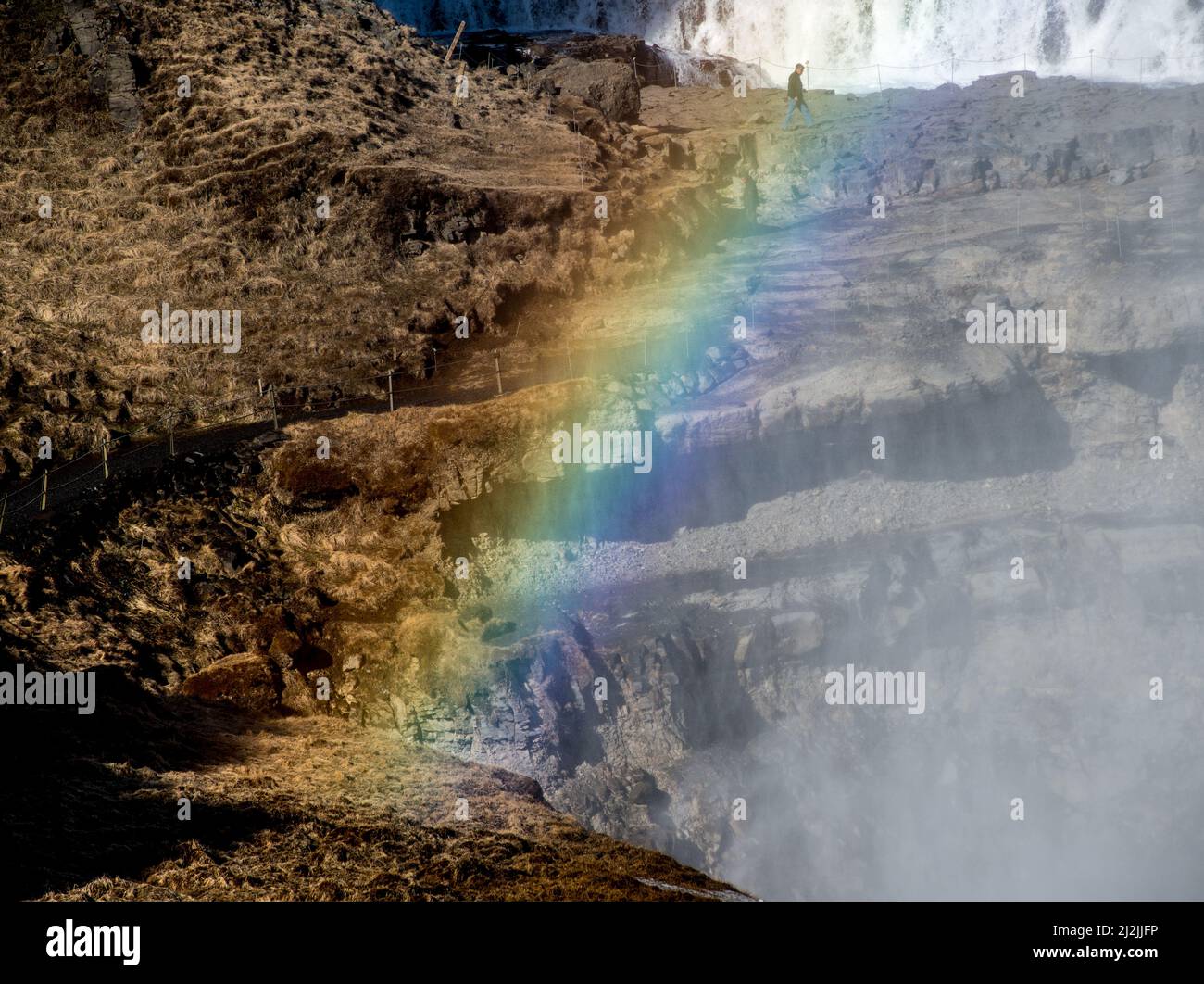 Rainbow at Gulfoss, iceland Stock Photo