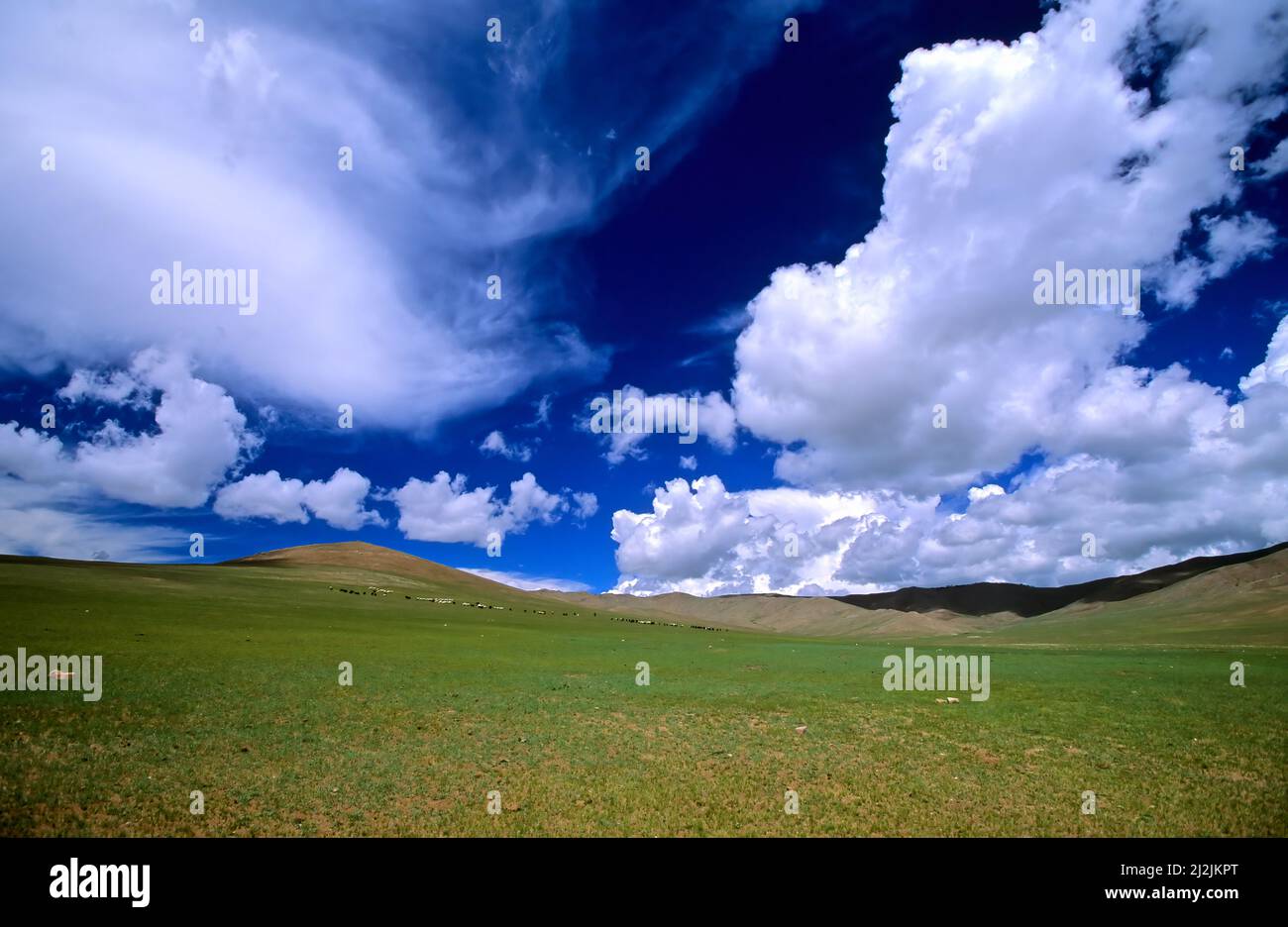 Mongolia. The immense sky and the deserted countryside. Stock Photo
