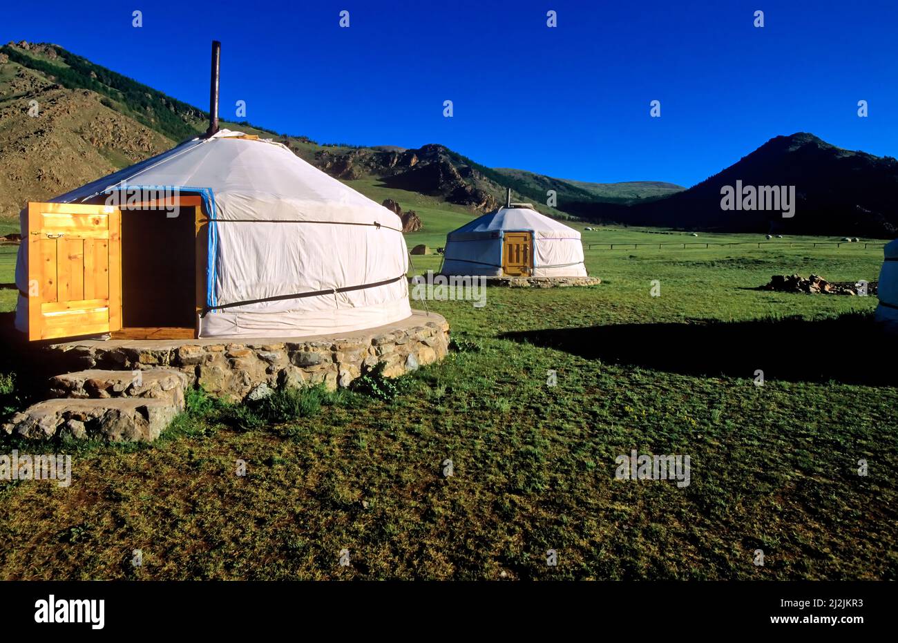 Mongolia. Ger (nomadic tents) Stock Photo