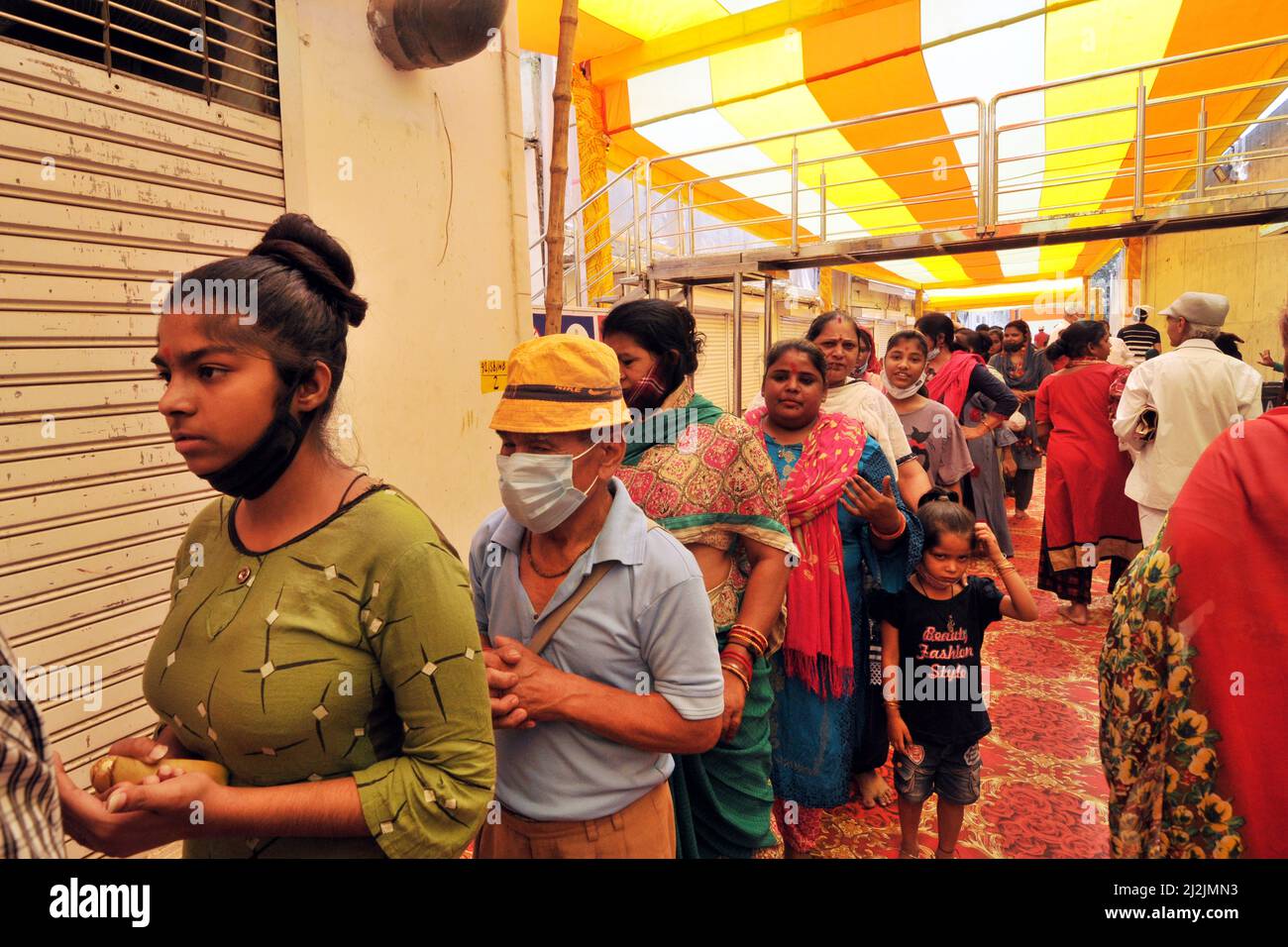 A long queue of devotees for pray of Jhandewali Idol and to see the from today the worship of