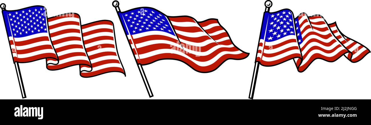 Set Of Waving Usa Flags Vector Illustration Stock Vector Image Art Set Of Waving Usa Flags Vector Illustration Stock Vector Image Art