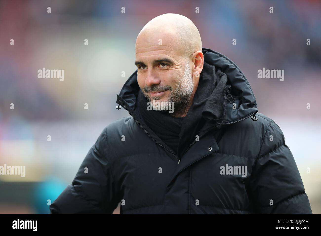 BURNLEY, UK. APR 2ND Pep Guardiola, Man City manager, before the Premier League match between Burnley and Manchester City at Turf Moor, Burnley on Saturday 2nd April 2022. (Credit: Pat Scaasi | MI News) Credit: MI News & Sport /Alamy Live News Stock Photo