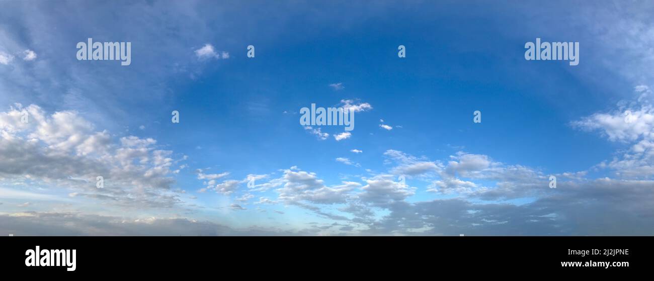 Panorama of blue sky with white clouds Stock Photo - Alamy