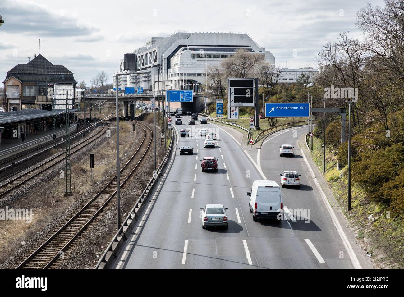 Berlin, Germany. 02nd Apr, 2022. In Germany, prices for gasoline and diesel reached new highs. Several cars at the Federal Motorway 100, Bundesautobahn 100, or A 100. (Photo by Michael Kuenne/PRESSCOV/Sipa USA) Credit: Sipa USA/Alamy Live News Stock Photo
