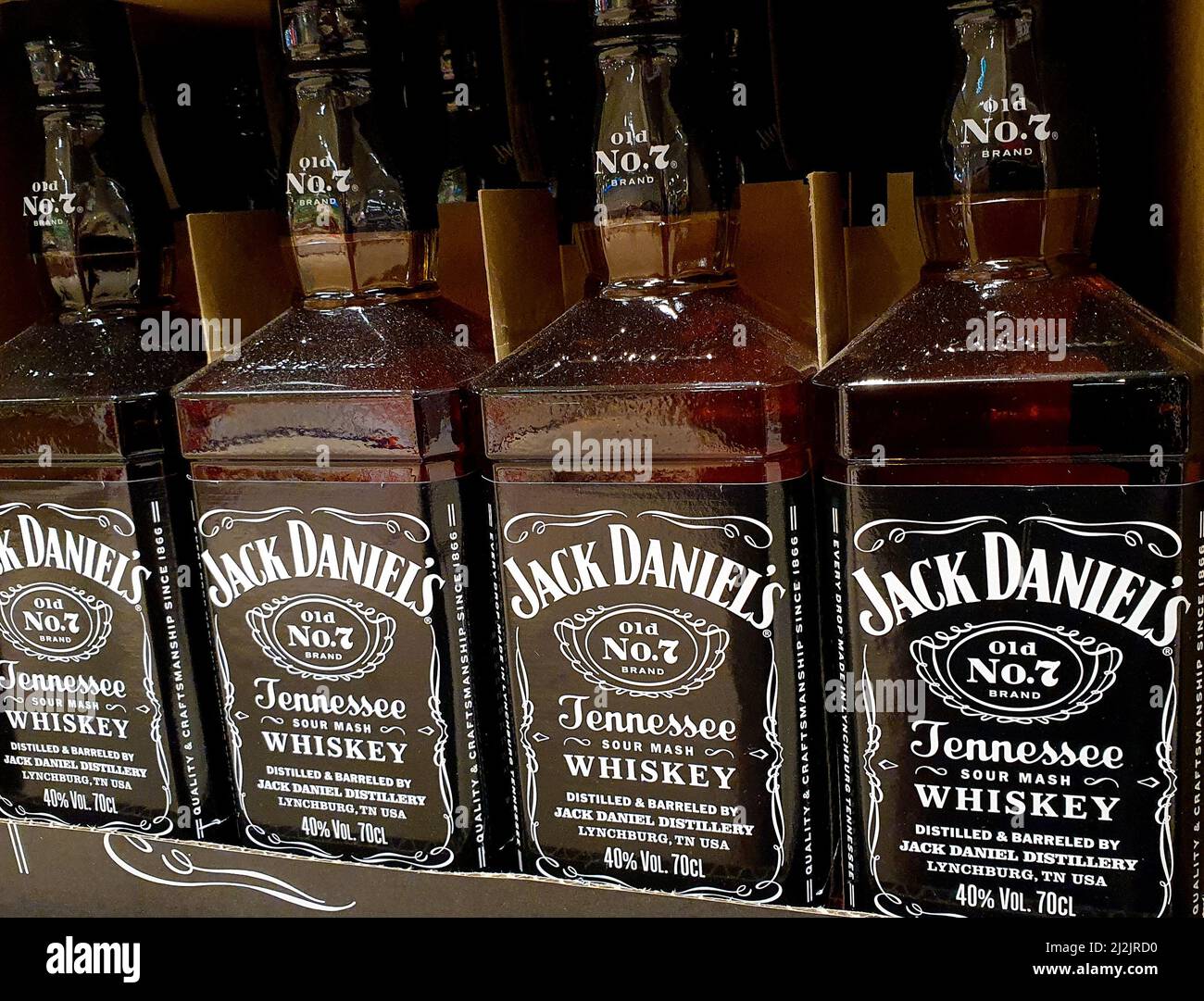 Many bottles of Jack Daniels whiskey on the shelf in the Kaufland store in  Sovata, Romania Stock Photo - Alamy