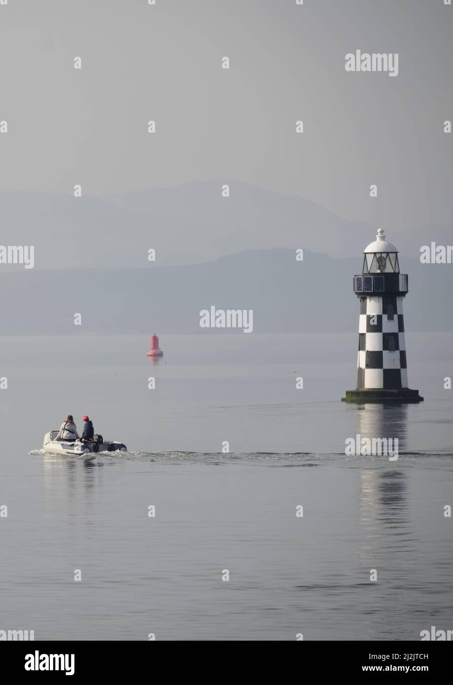 Inflatable dingy boat out on sea adventure Stock Photo - Alamy