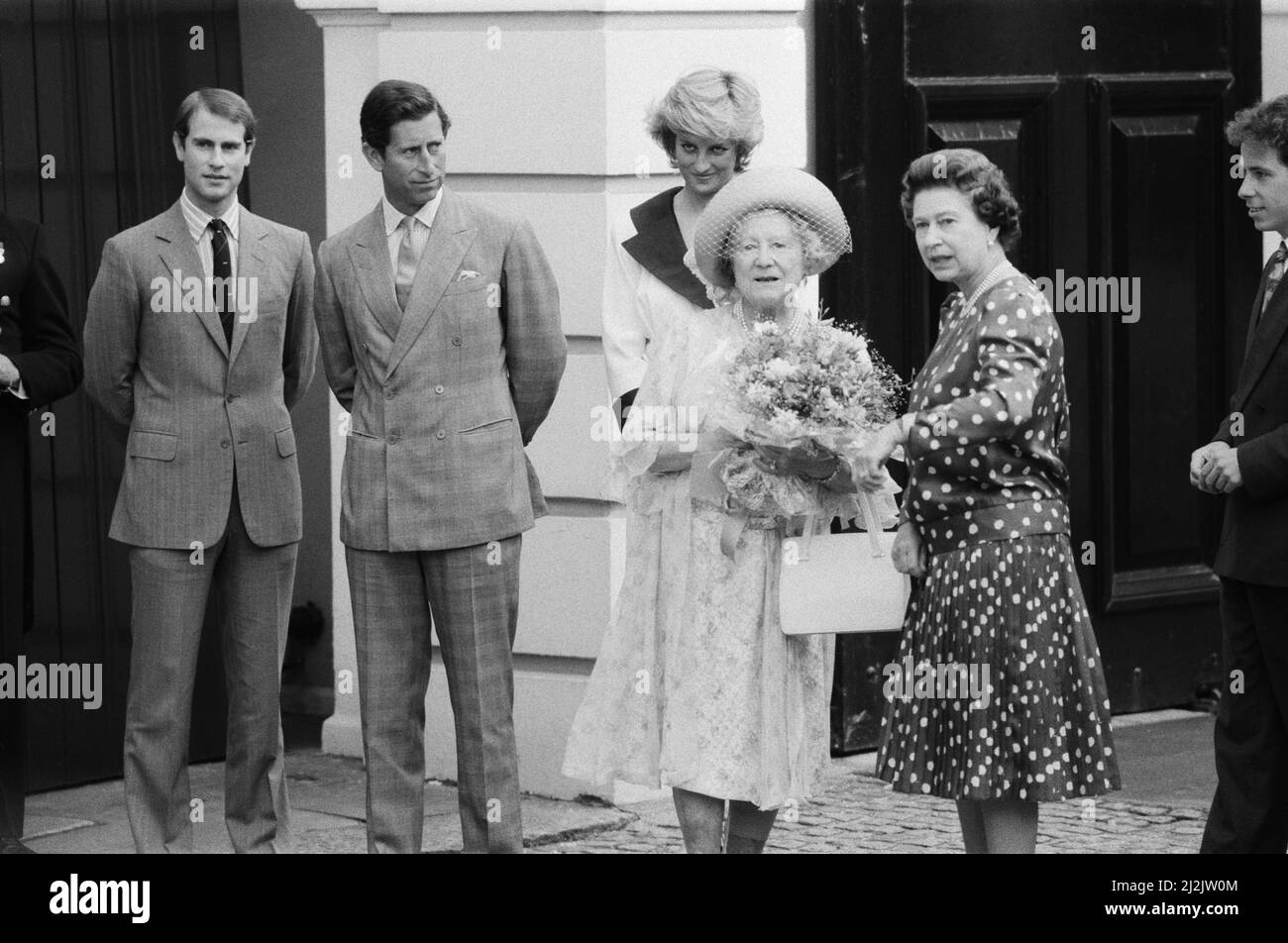 The Queen Mothers 87th birthday celebrations at Clarence House, London